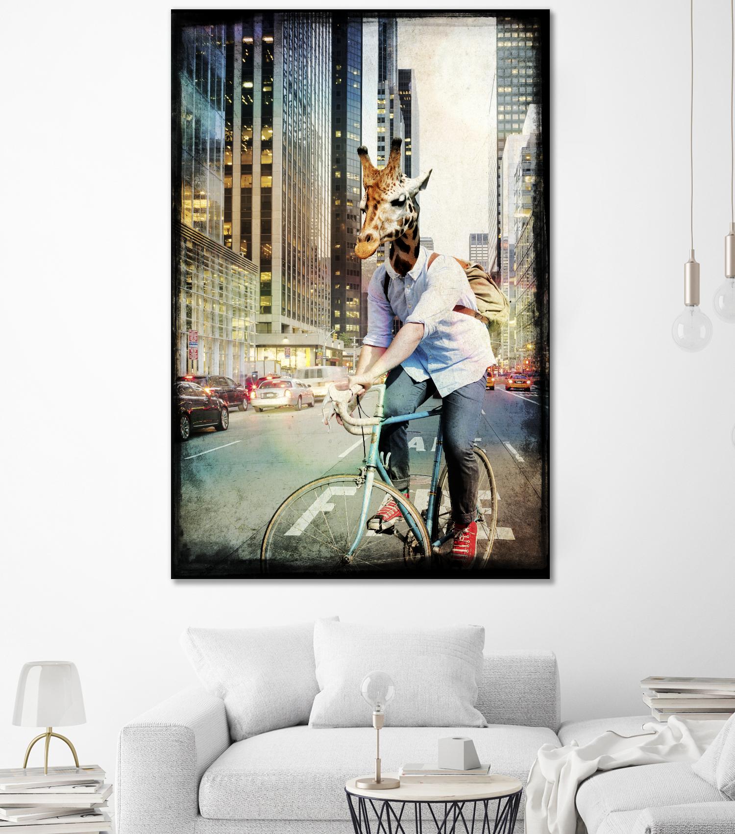 Giraffe on a Bike by GI ArtLab on GIANT ART - black contemporary