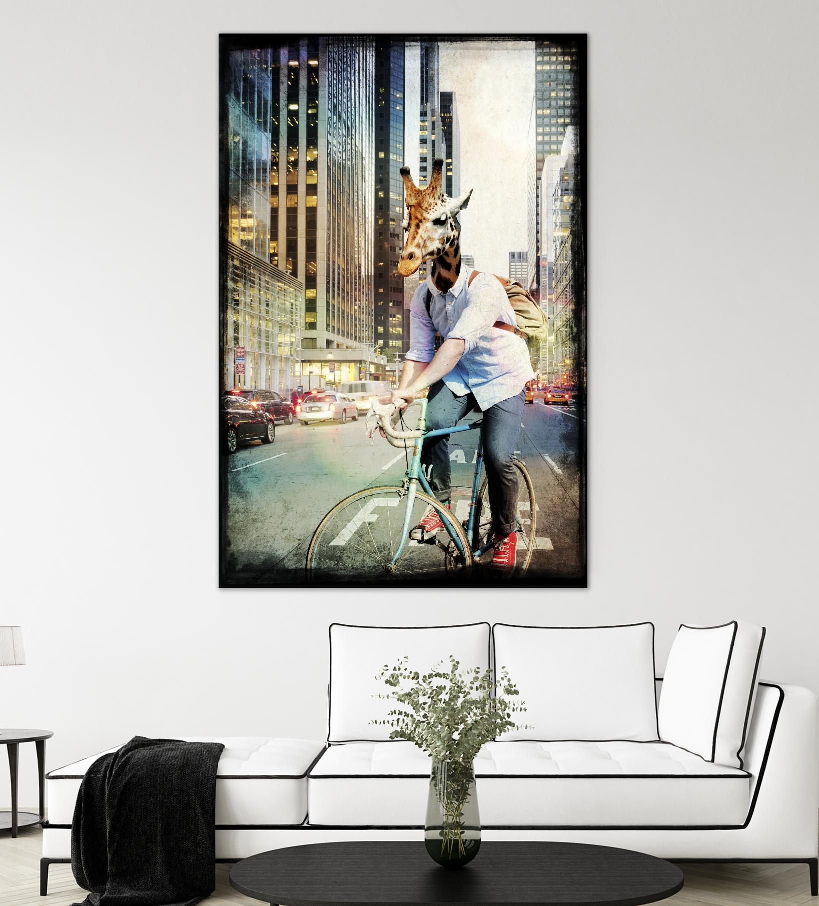 Giraffe on a Bike by GI ArtLab on GIANT ART - black contemporary