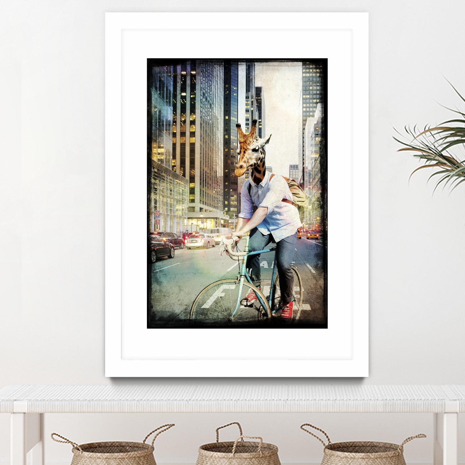 Giraffe on a Bike by GI ArtLab on GIANT ART - black contemporary