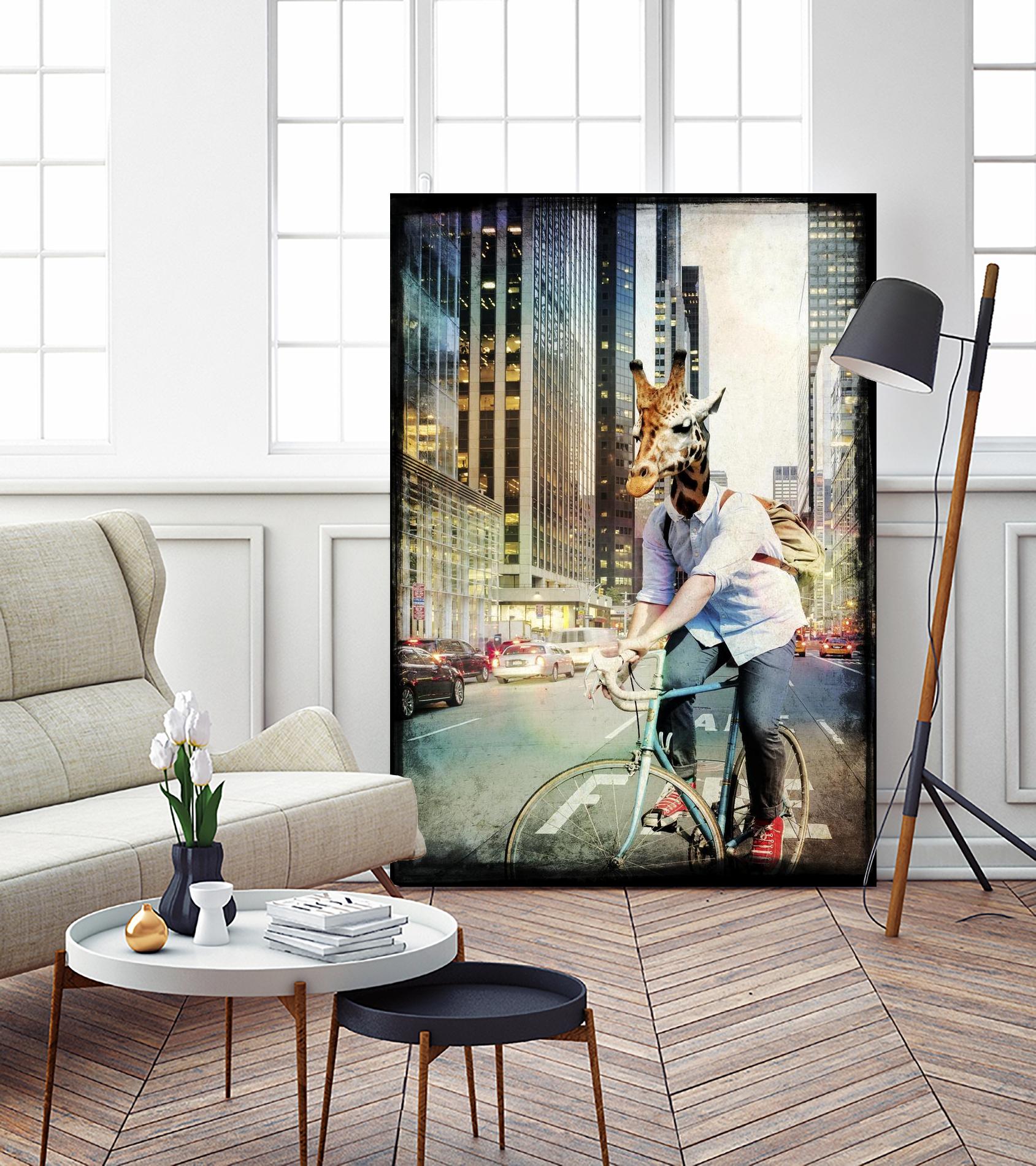 Giraffe on a Bike by GI ArtLab on GIANT ART - black contemporary