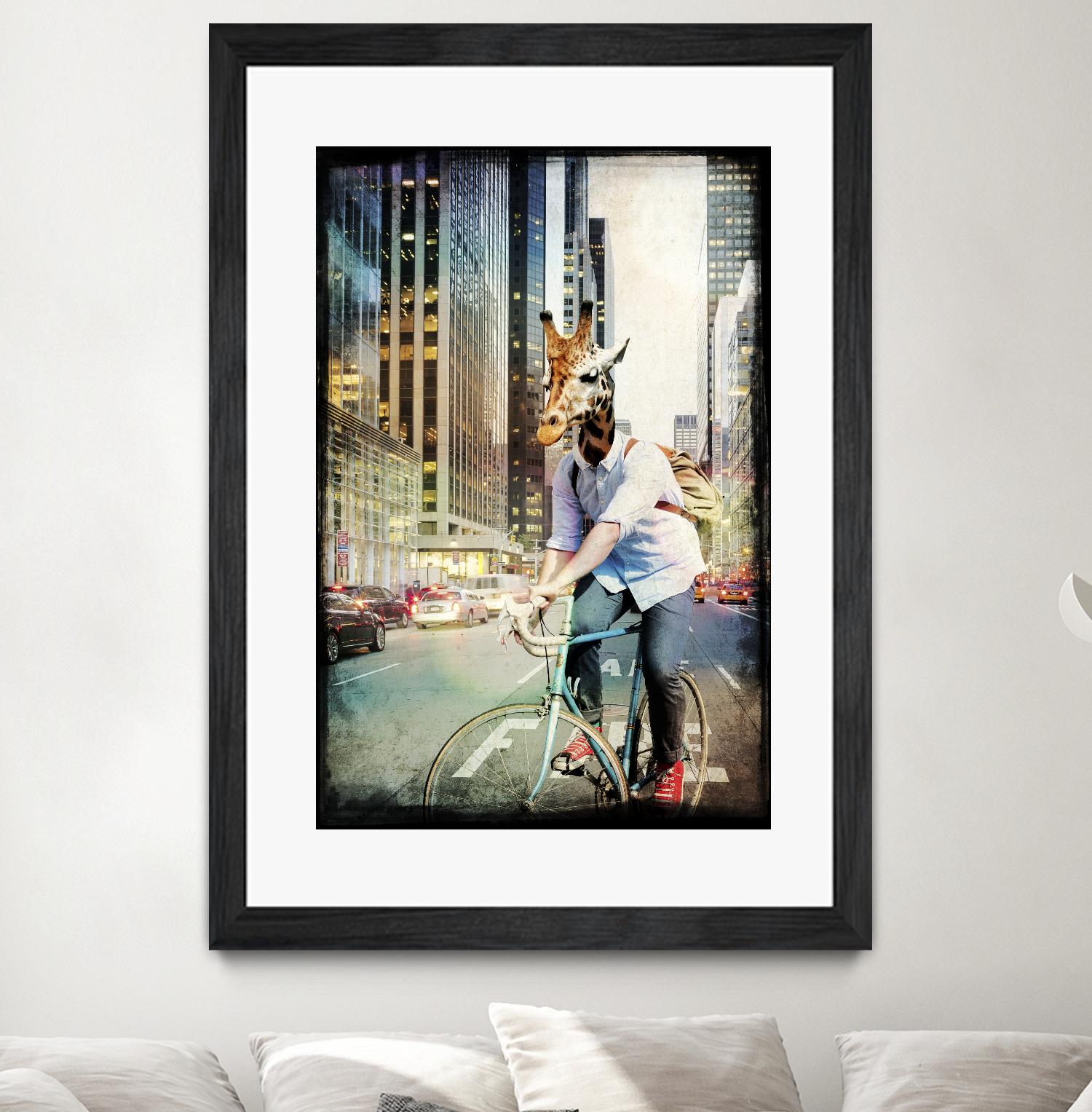 Giraffe on a Bike by GI ArtLab on GIANT ART - black contemporary