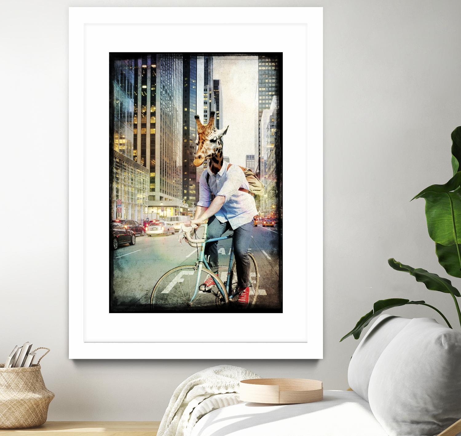 Giraffe on a Bike by GI ArtLab on GIANT ART - black contemporary