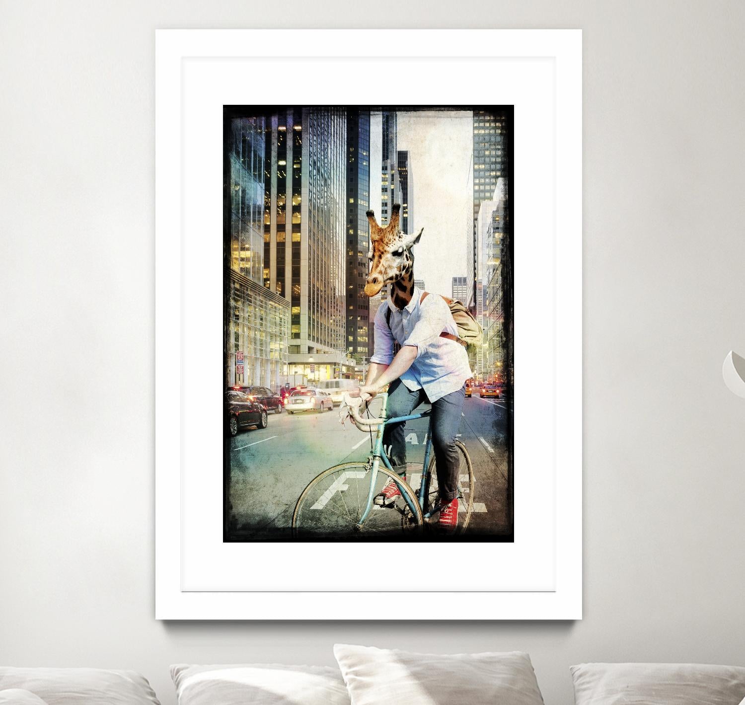 Giraffe on a Bike by GI ArtLab on GIANT ART - black contemporary