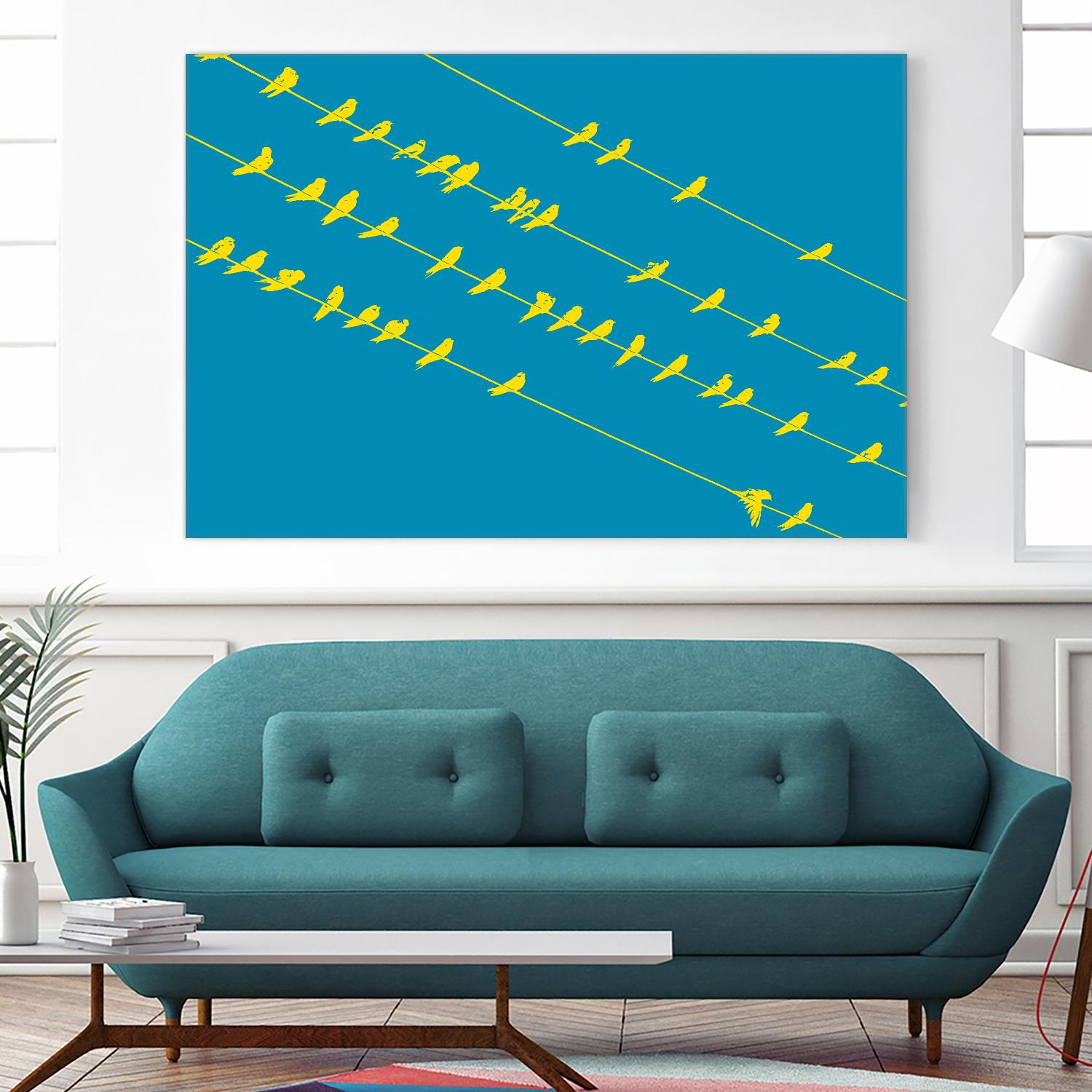 Birds on Wires by GI ArtLab on GIANT ART - yellow abstract