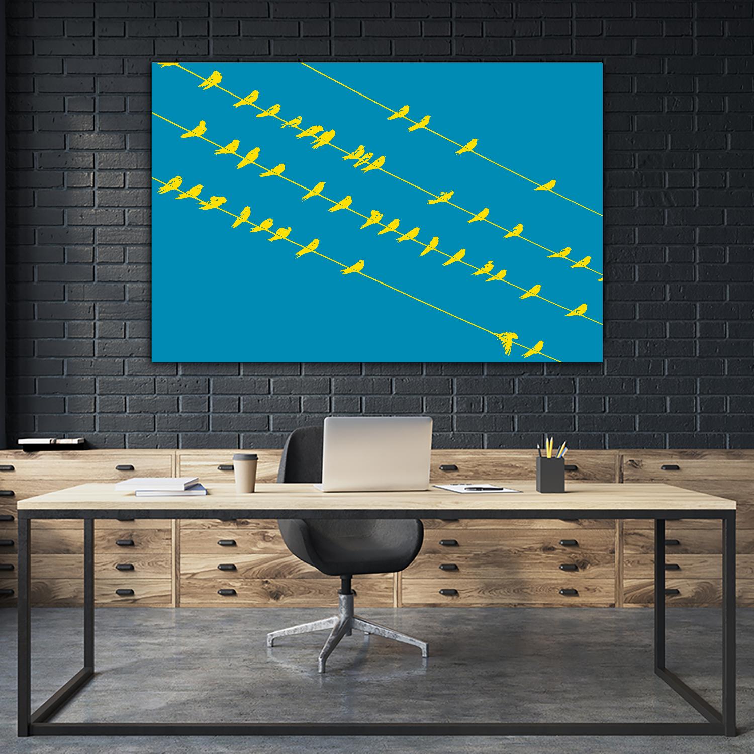 Birds on Wires by GI ArtLab on GIANT ART - yellow abstract