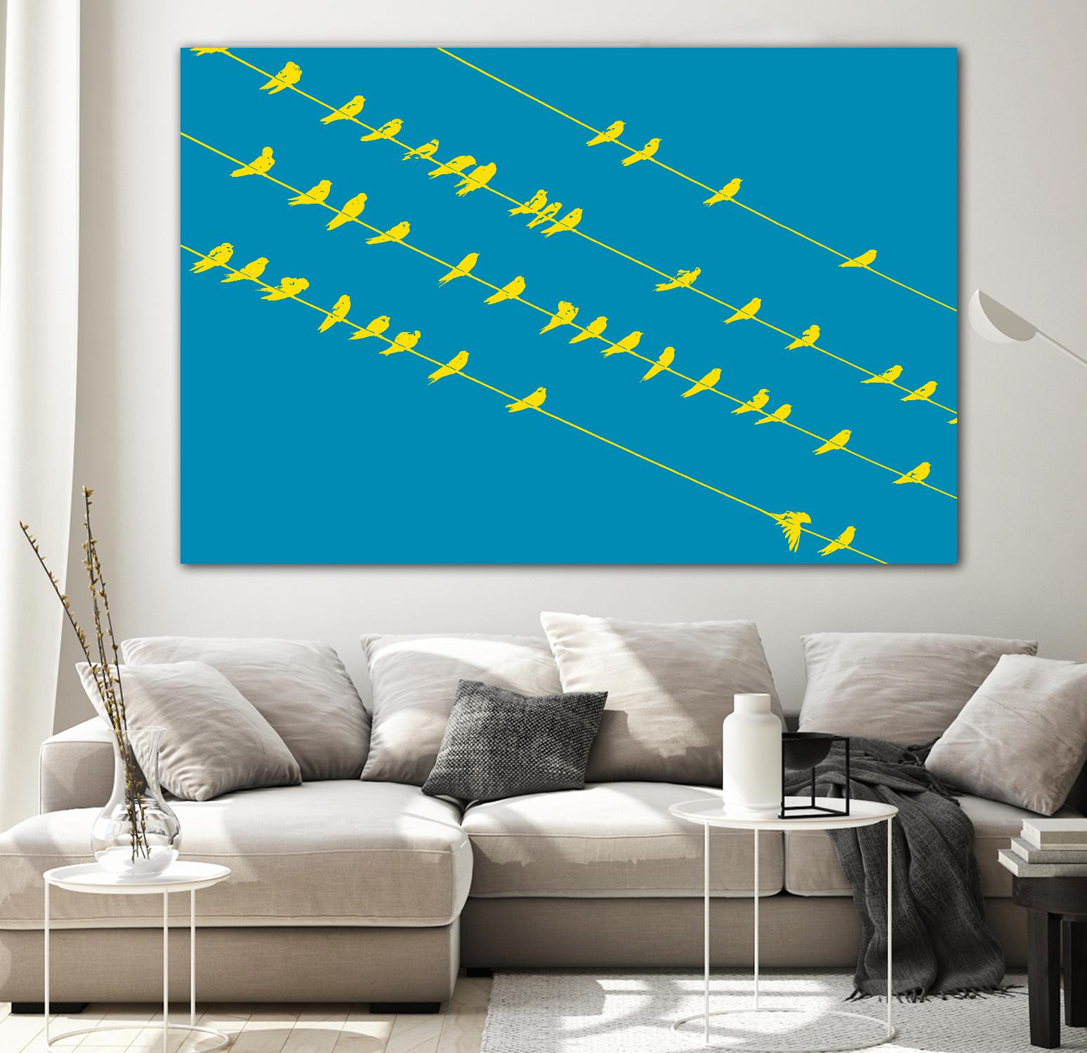 Birds on Wires by GI ArtLab on GIANT ART - yellow abstract