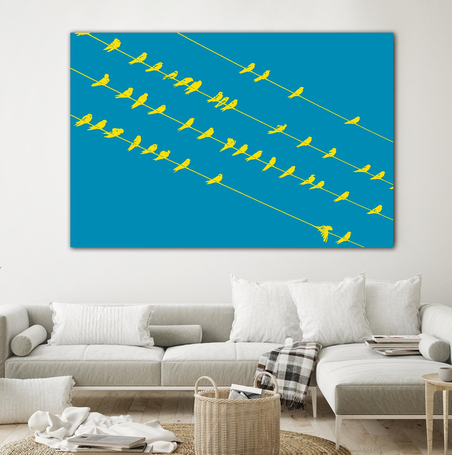 Birds on Wires by GI ArtLab on GIANT ART - yellow abstract