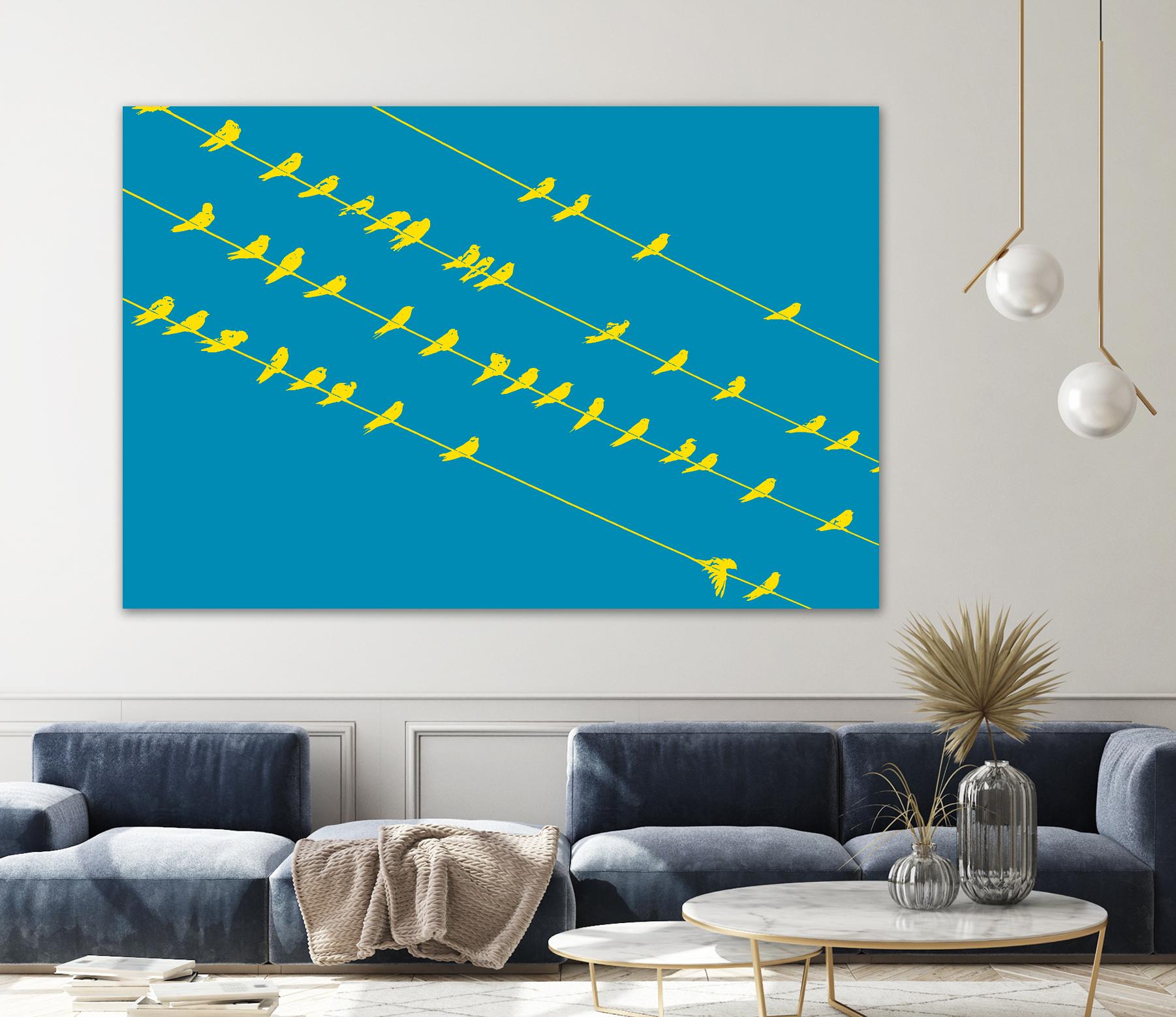 Birds on Wires by GI ArtLab on GIANT ART - yellow abstract
