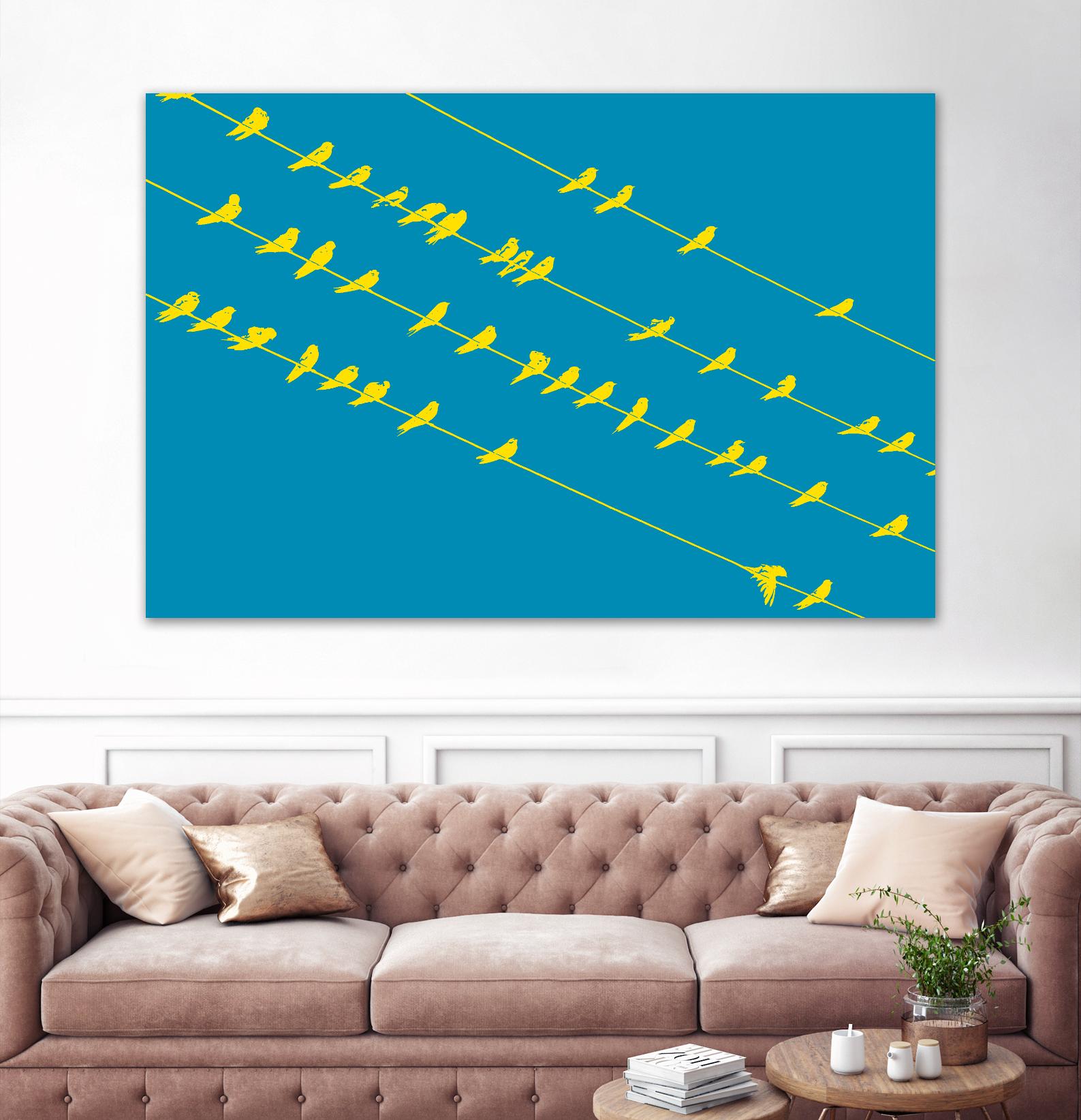 Birds on Wires by GI ArtLab on GIANT ART - yellow abstract