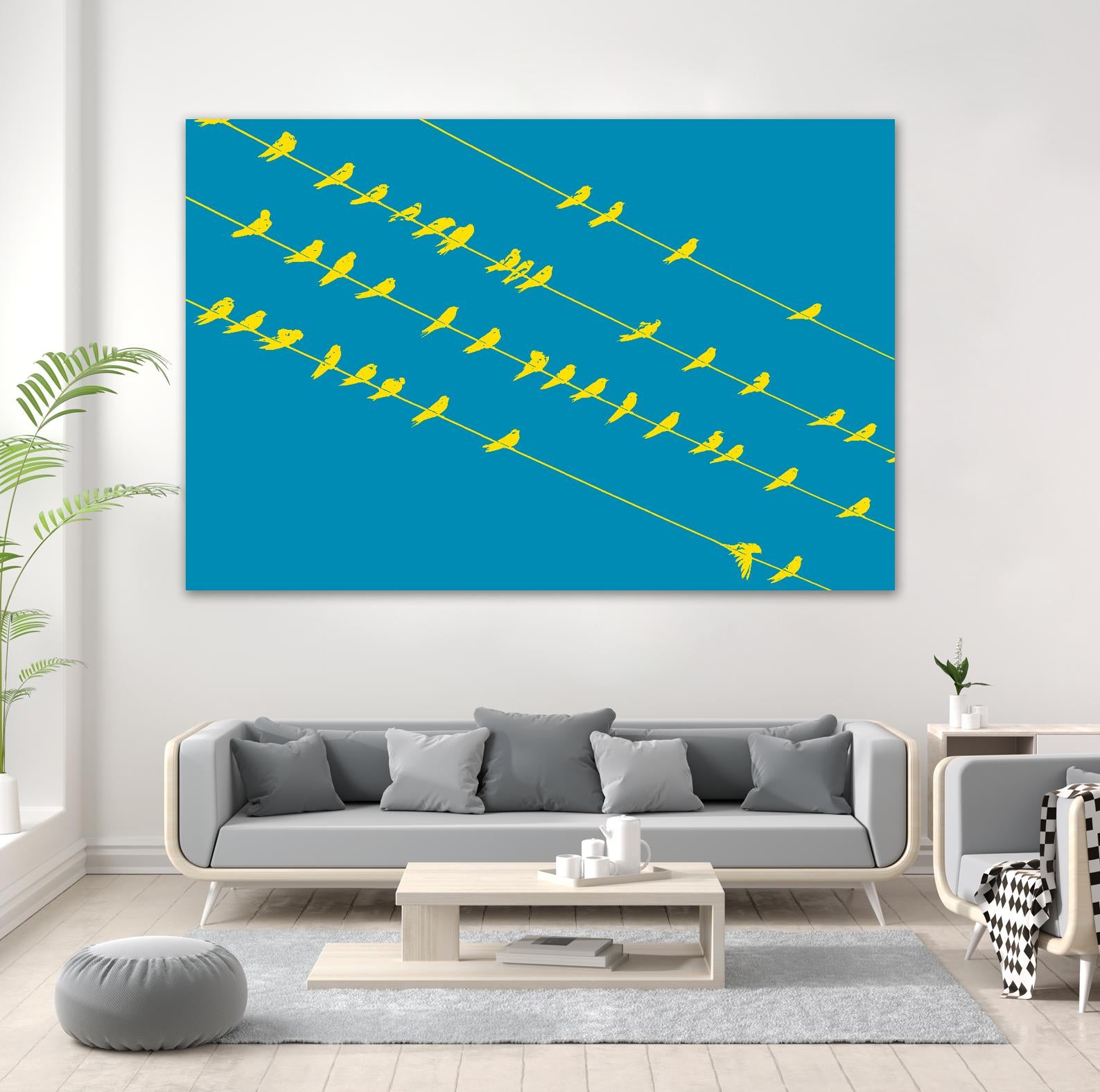 Birds on Wires by GI ArtLab on GIANT ART - yellow abstract