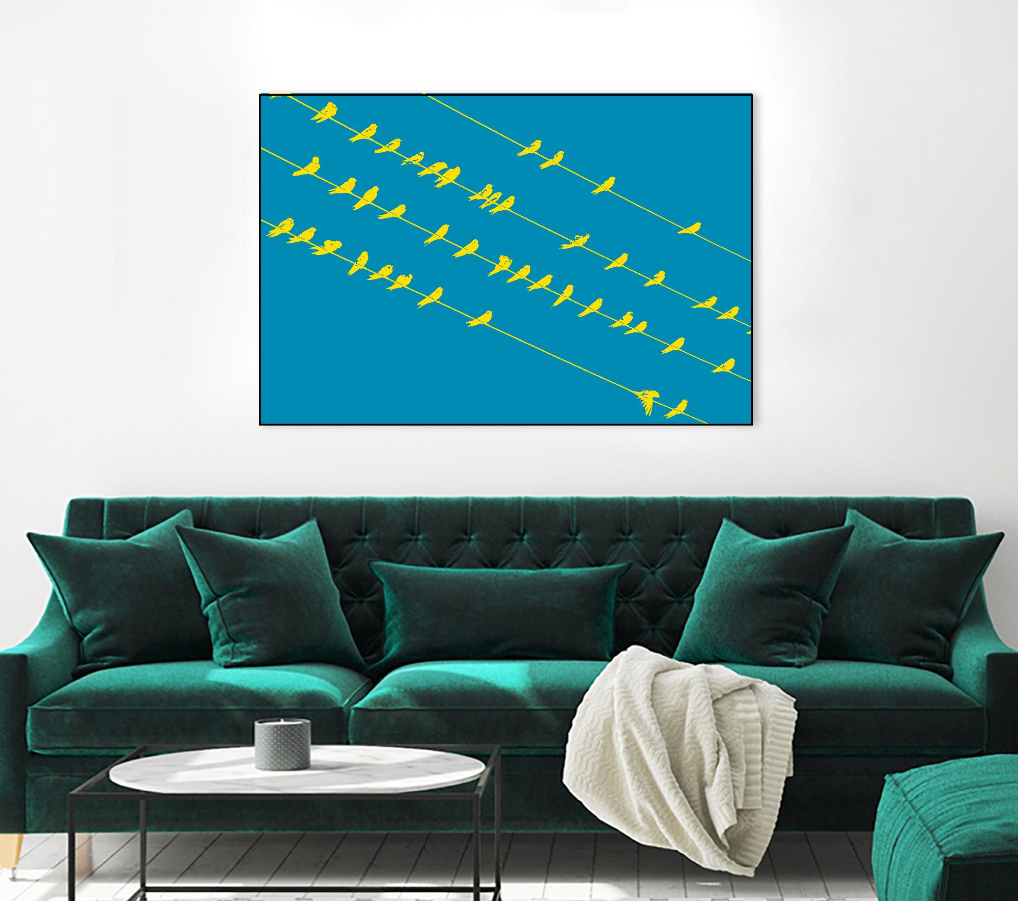 Birds on Wires by GI ArtLab on GIANT ART - yellow abstract