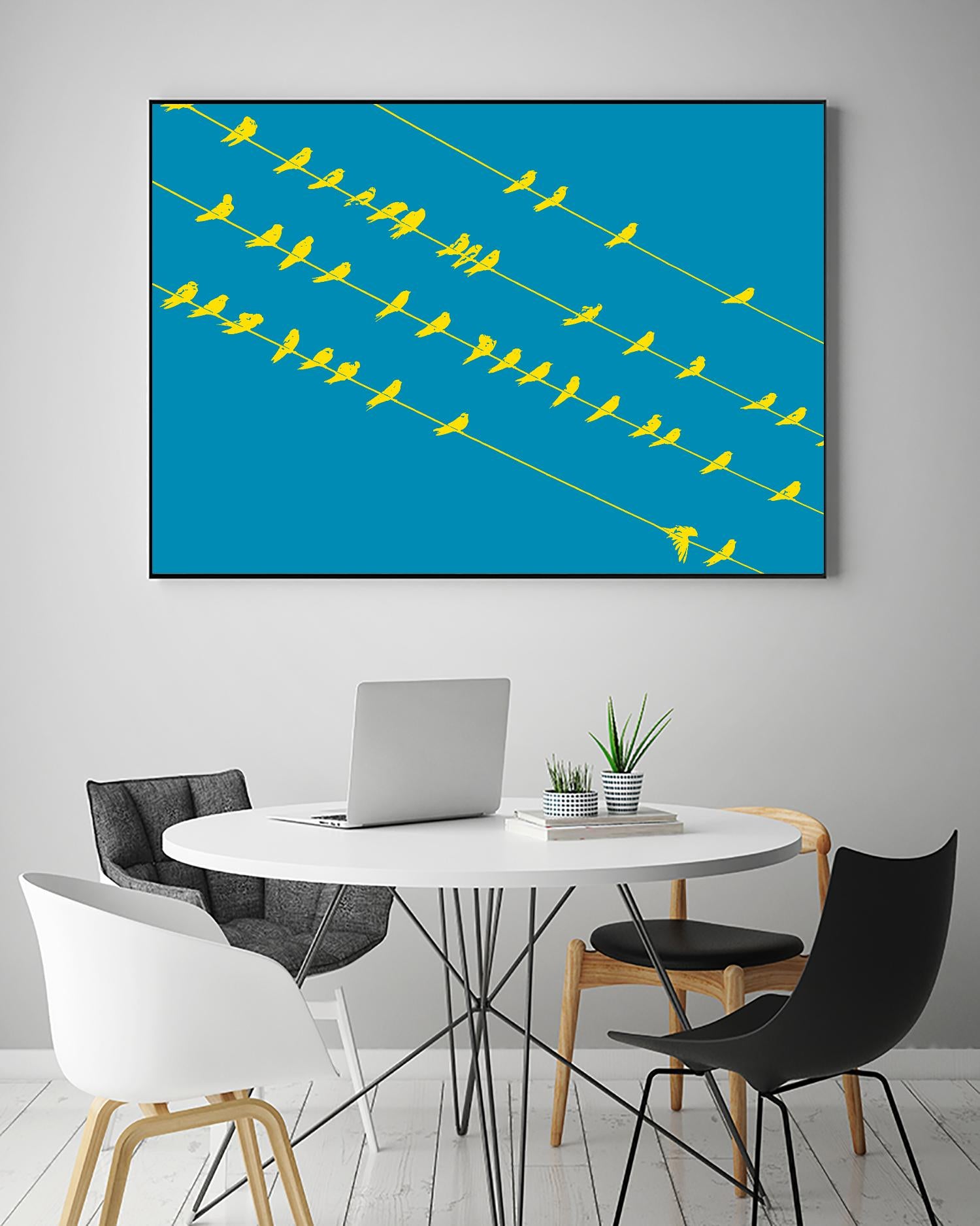 Birds on Wires by GI ArtLab on GIANT ART - yellow abstract