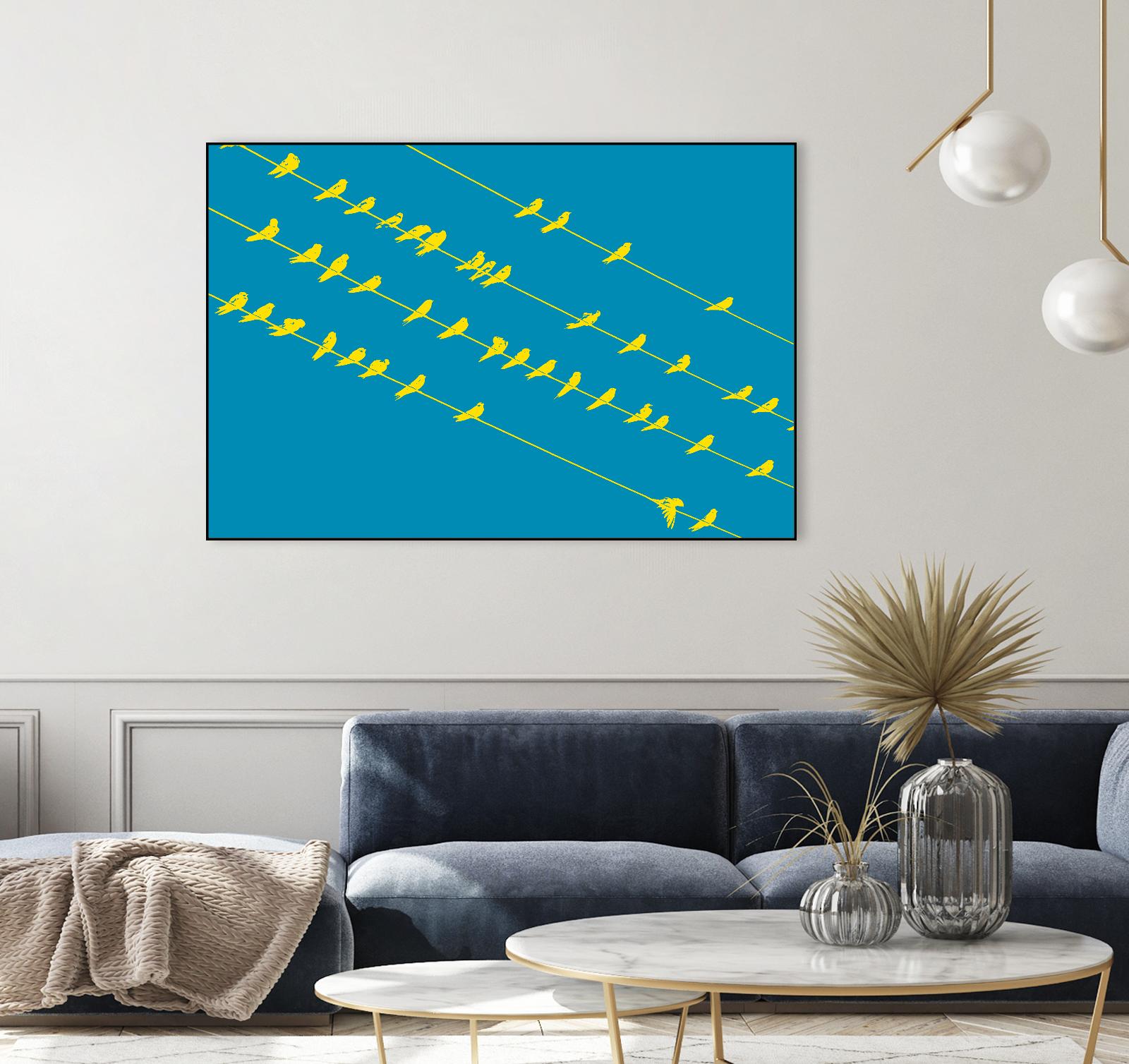 Birds on Wires by GI ArtLab on GIANT ART - yellow abstract