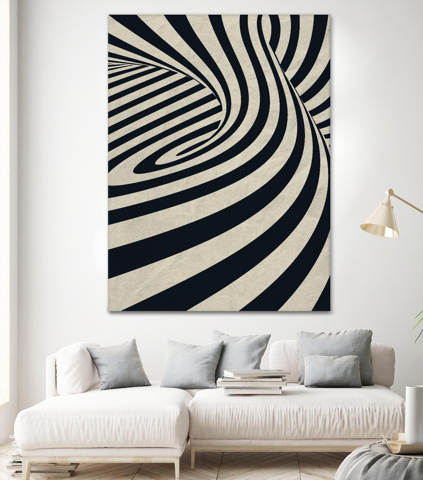 Black Swirls D by THE Studio on GIANT ART - beige abstract