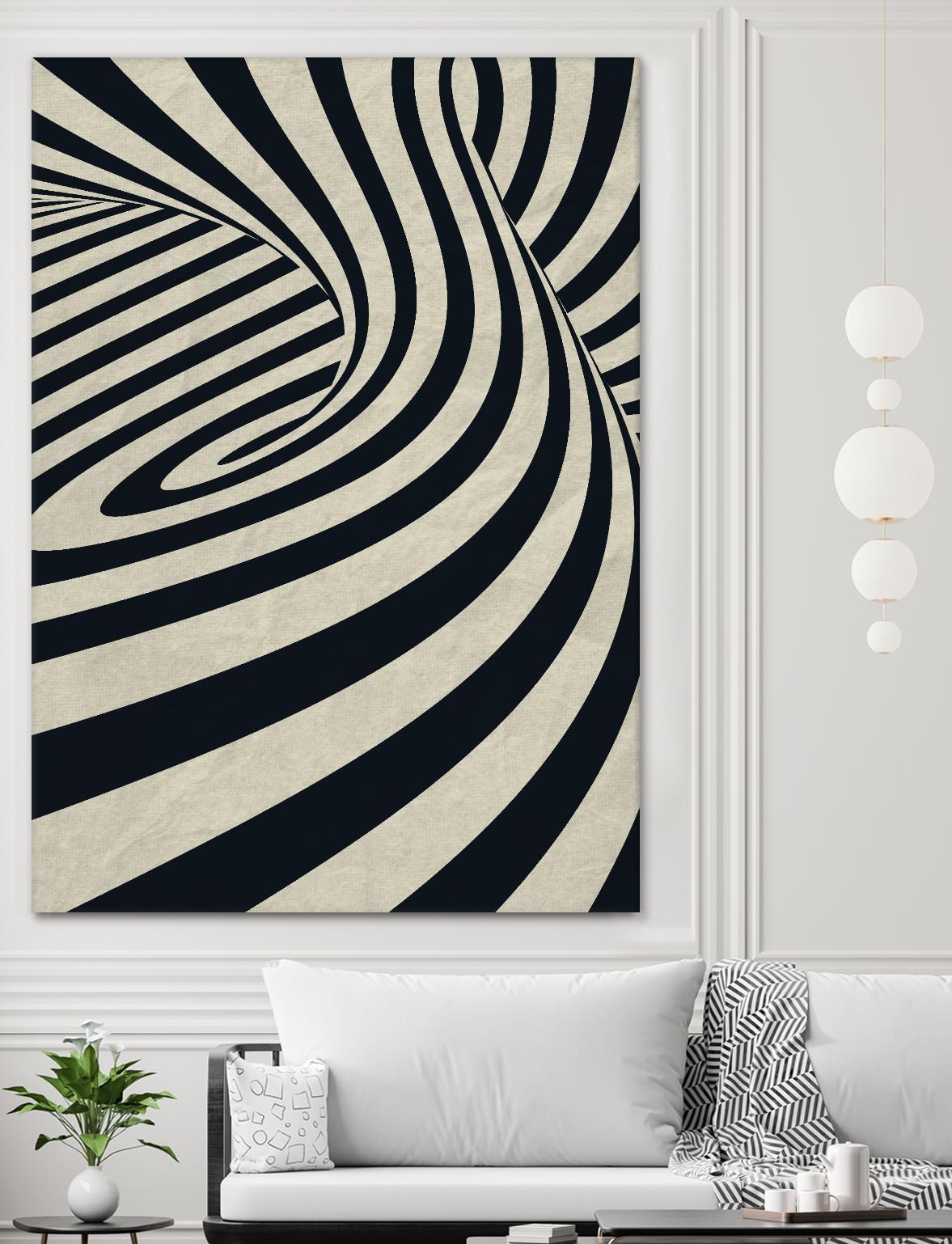 Black Swirls D by THE Studio on GIANT ART - beige abstract