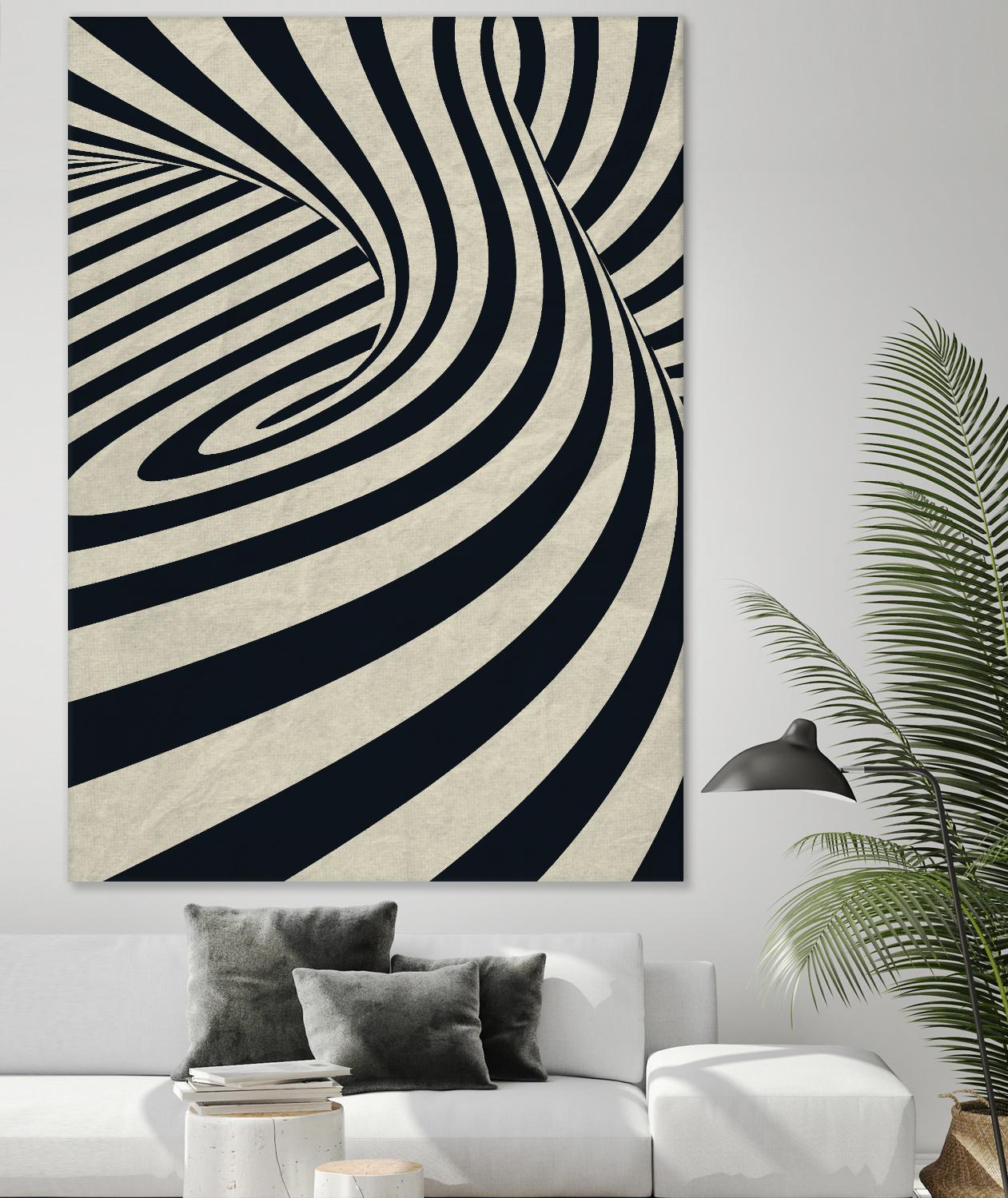 Black Swirls D by THE Studio on GIANT ART - beige abstract