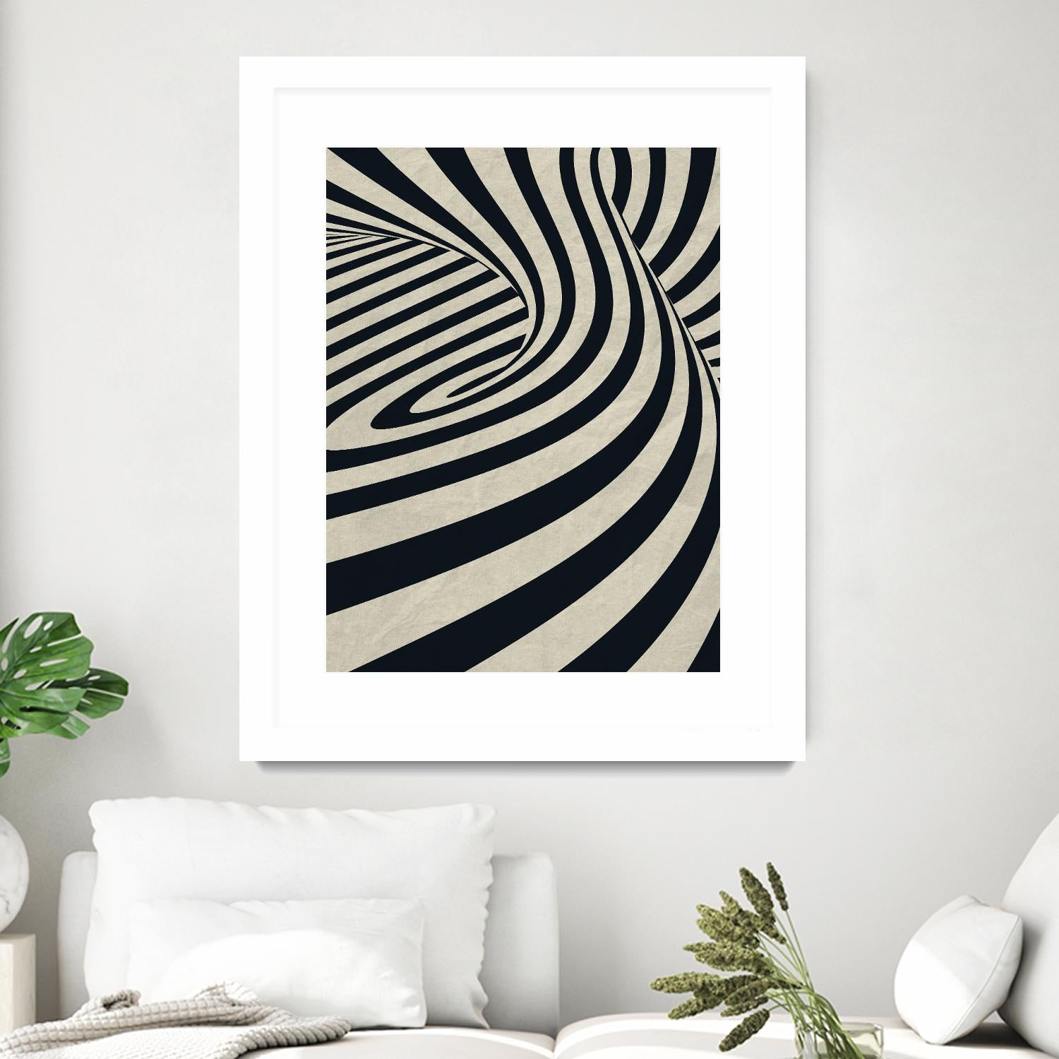 Black Swirls D by THE Studio on GIANT ART - beige abstract