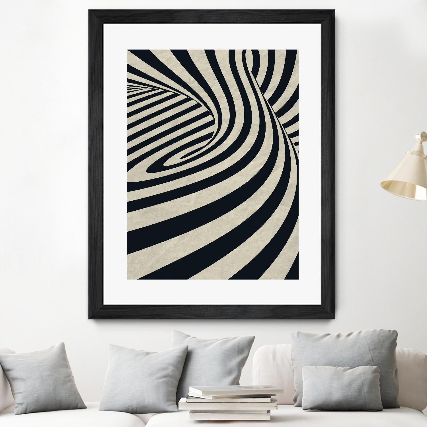 Black Swirls D by THE Studio on GIANT ART - beige abstract