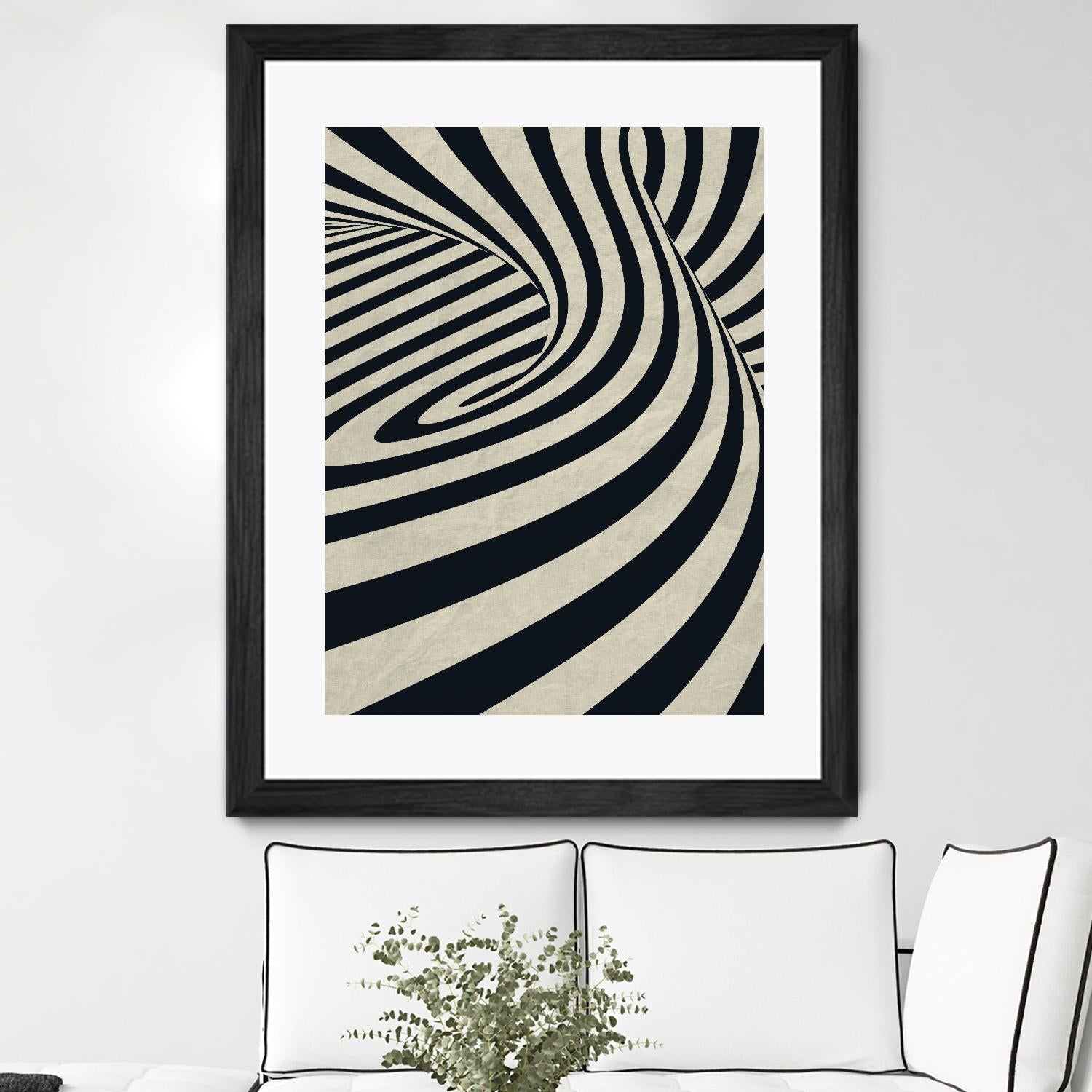 Black Swirls D by THE Studio on GIANT ART - beige abstract