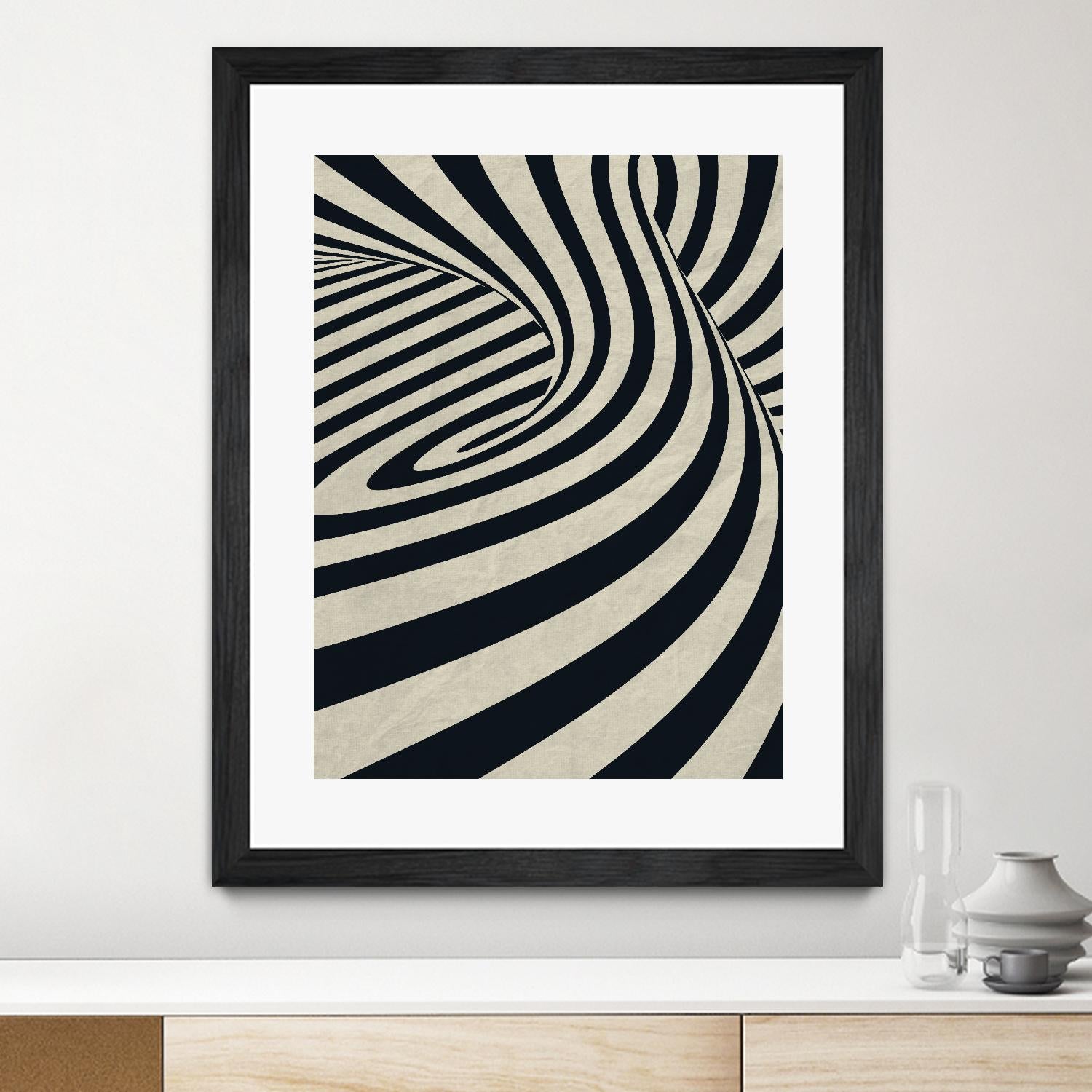 Black Swirls D by THE Studio on GIANT ART - beige abstract
