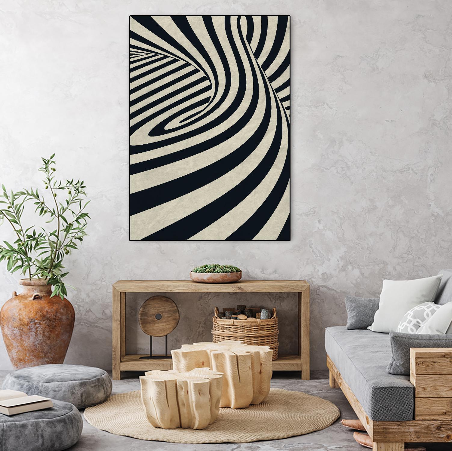 Black Swirls D by THE Studio on GIANT ART - beige abstract
