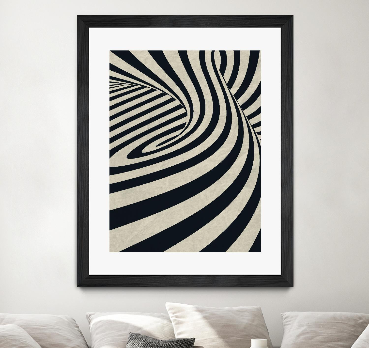 Black Swirls D by THE Studio on GIANT ART - beige abstract