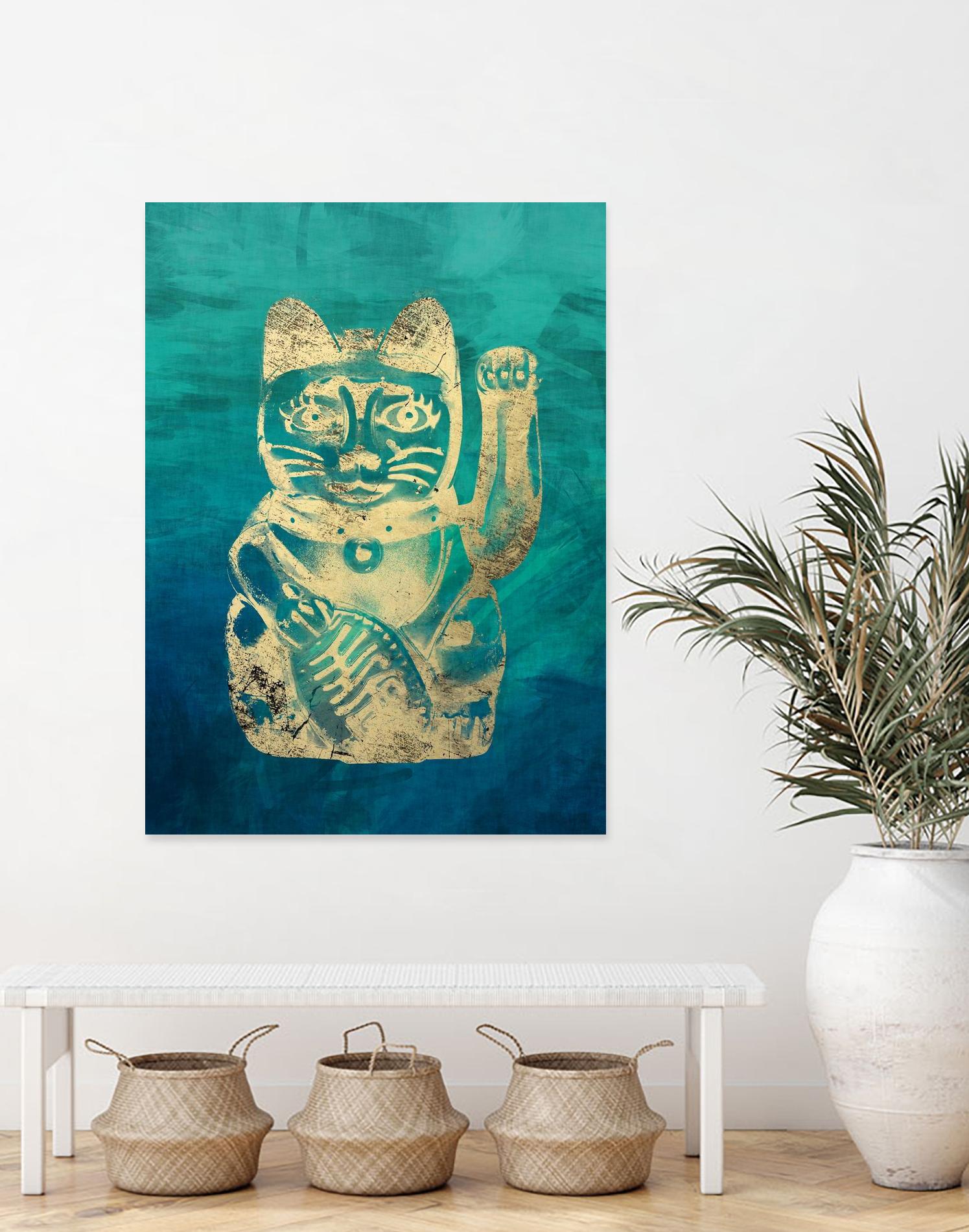 Lucky Cat by THE Studio on GIANT ART - beige oriental