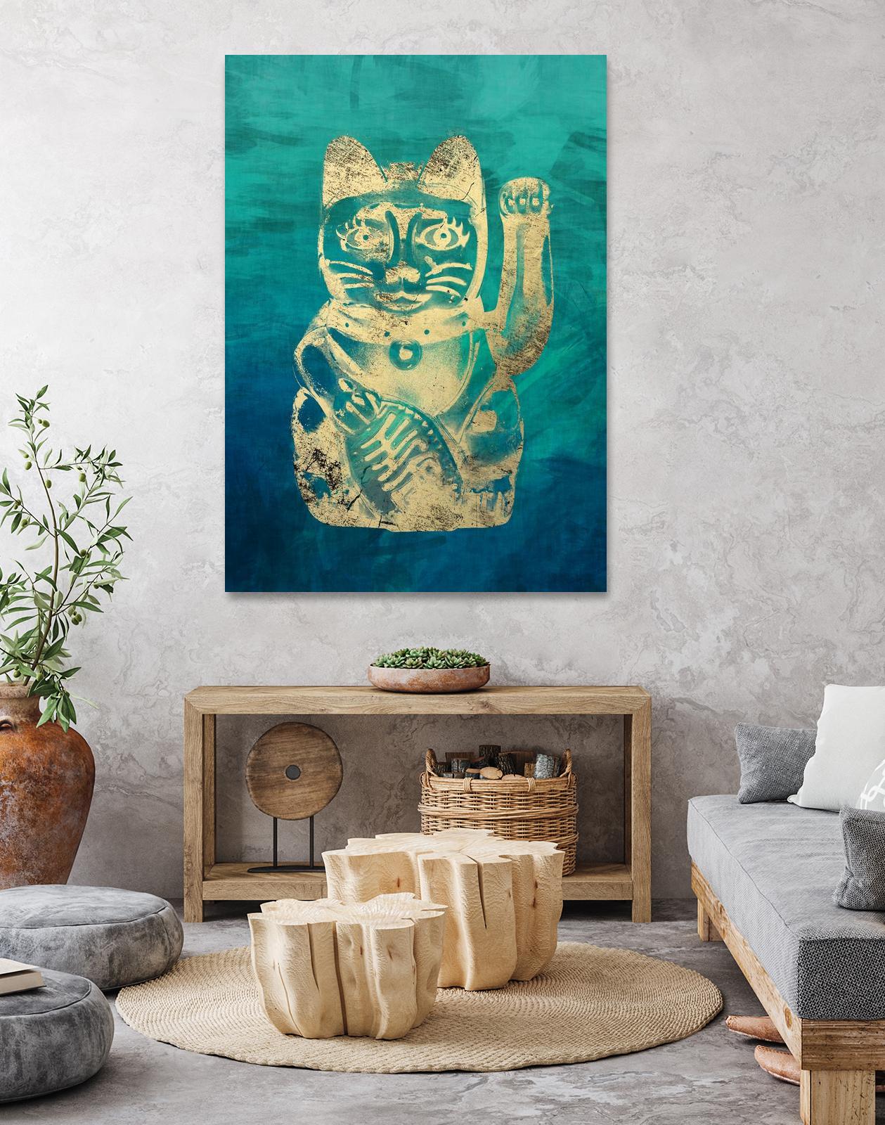 Lucky Cat by THE Studio on GIANT ART - beige oriental