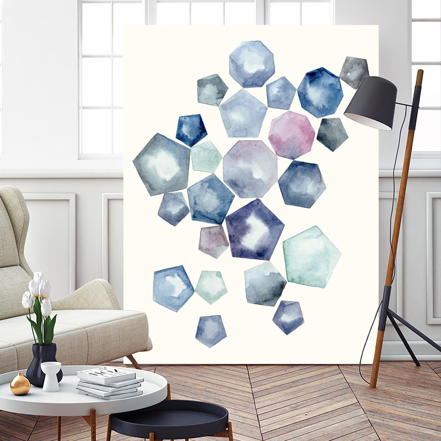 Watercolor Hexagons A by Natasha Marie on GIANT ART - red abstract