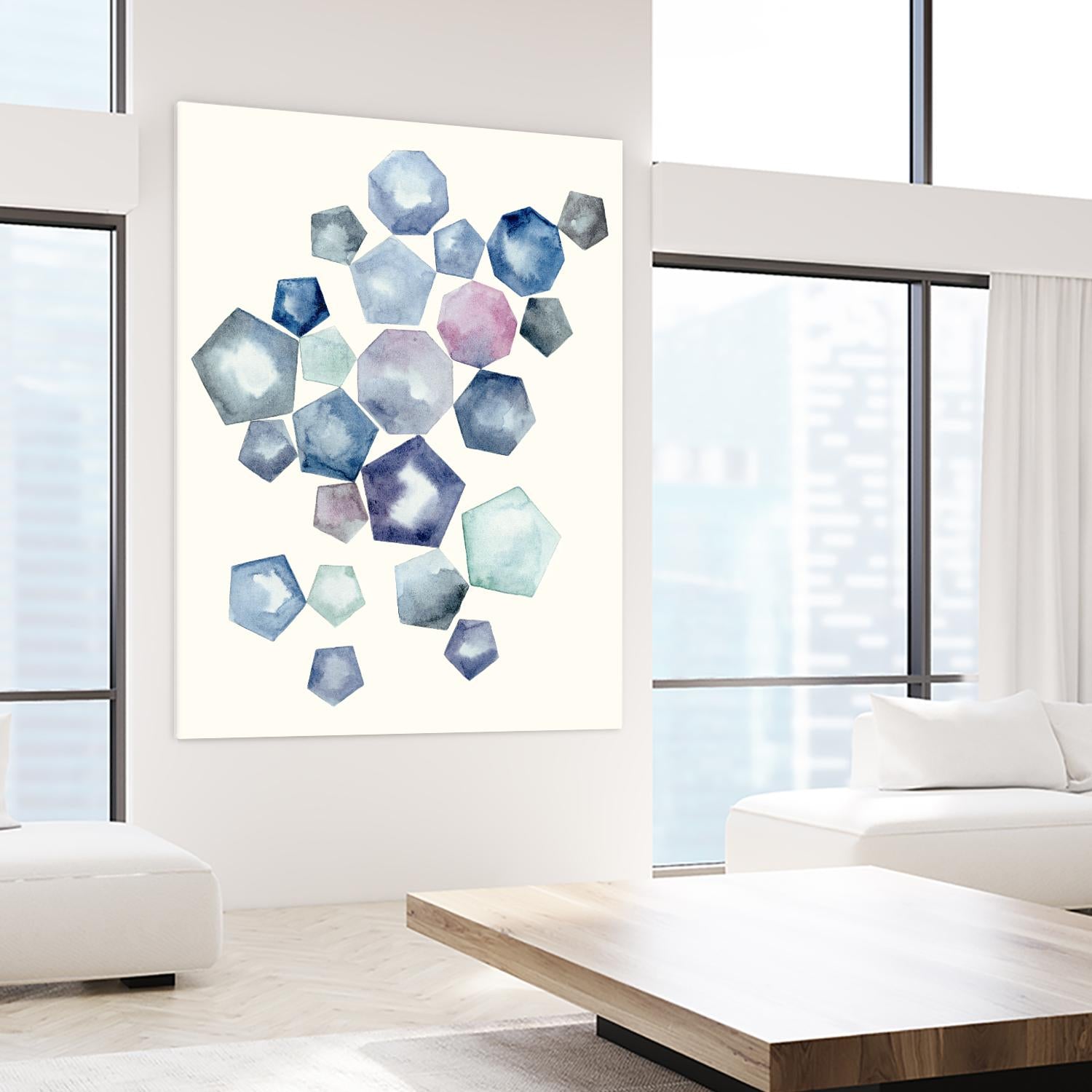 Watercolor Hexagons A by Natasha Marie on GIANT ART - red abstract