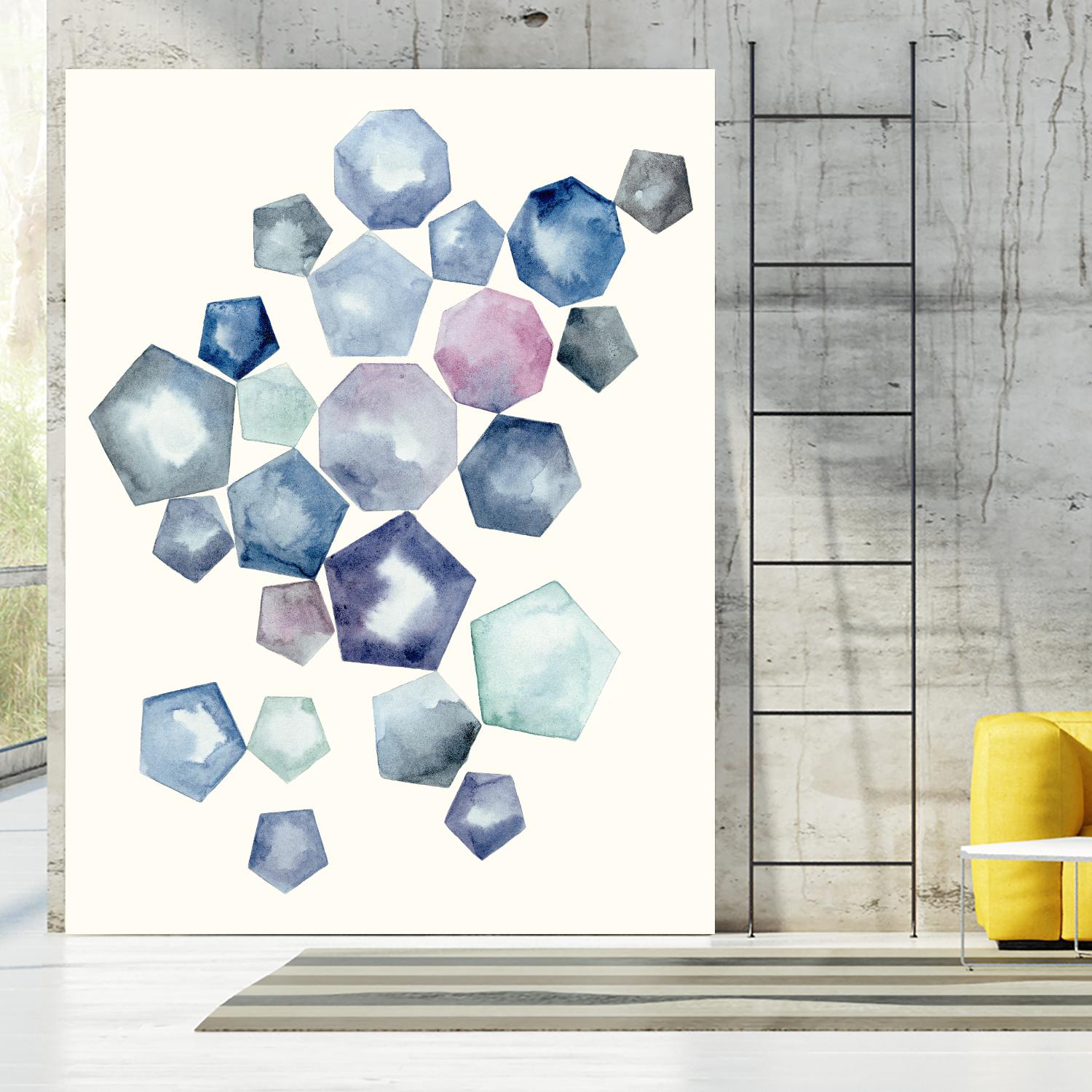 Watercolor Hexagons A by Natasha Marie on GIANT ART - red abstract