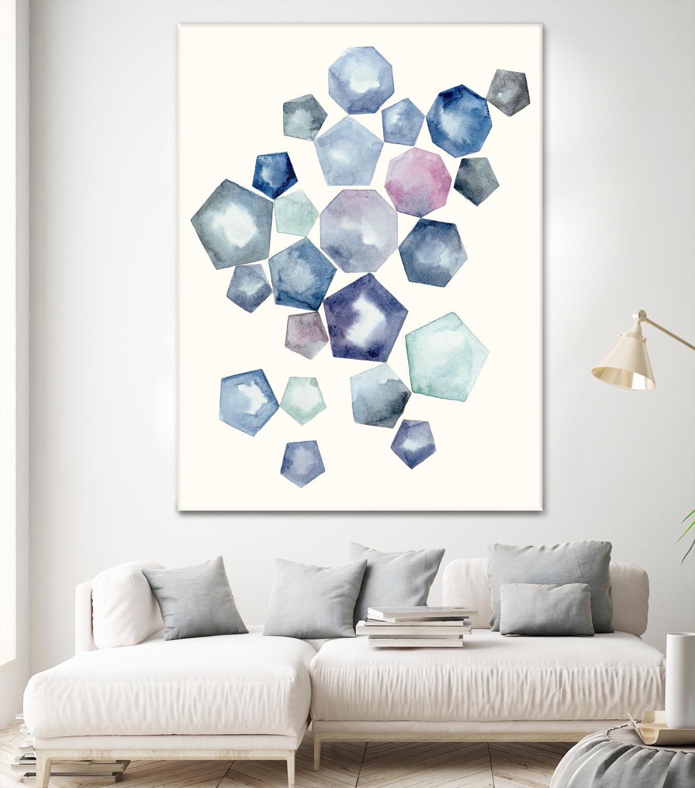 Watercolor Hexagons A by Natasha Marie on GIANT ART - red abstract