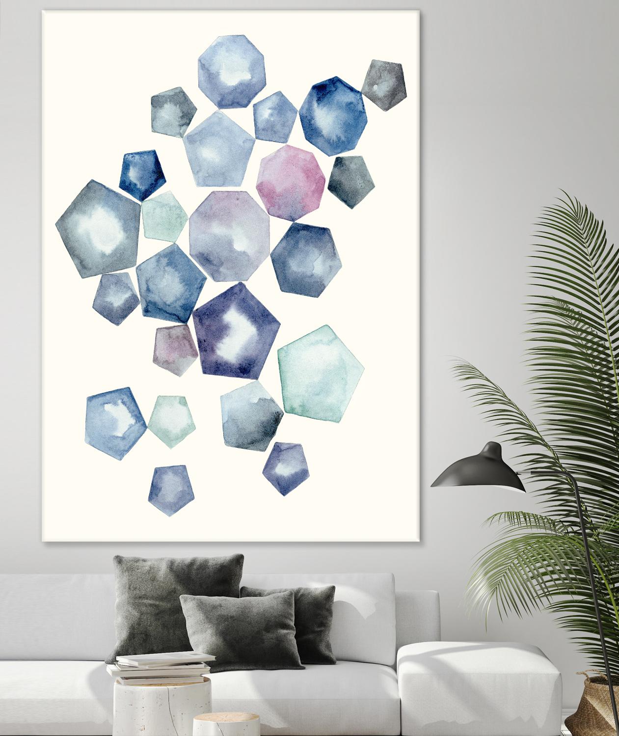 Watercolor Hexagons A by Natasha Marie on GIANT ART - red abstract