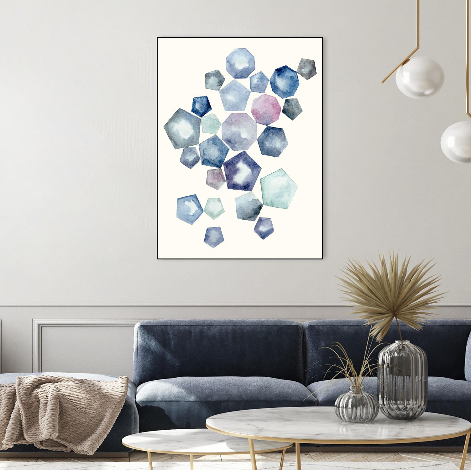 Watercolor Hexagons A by Natasha Marie on GIANT ART - red abstract