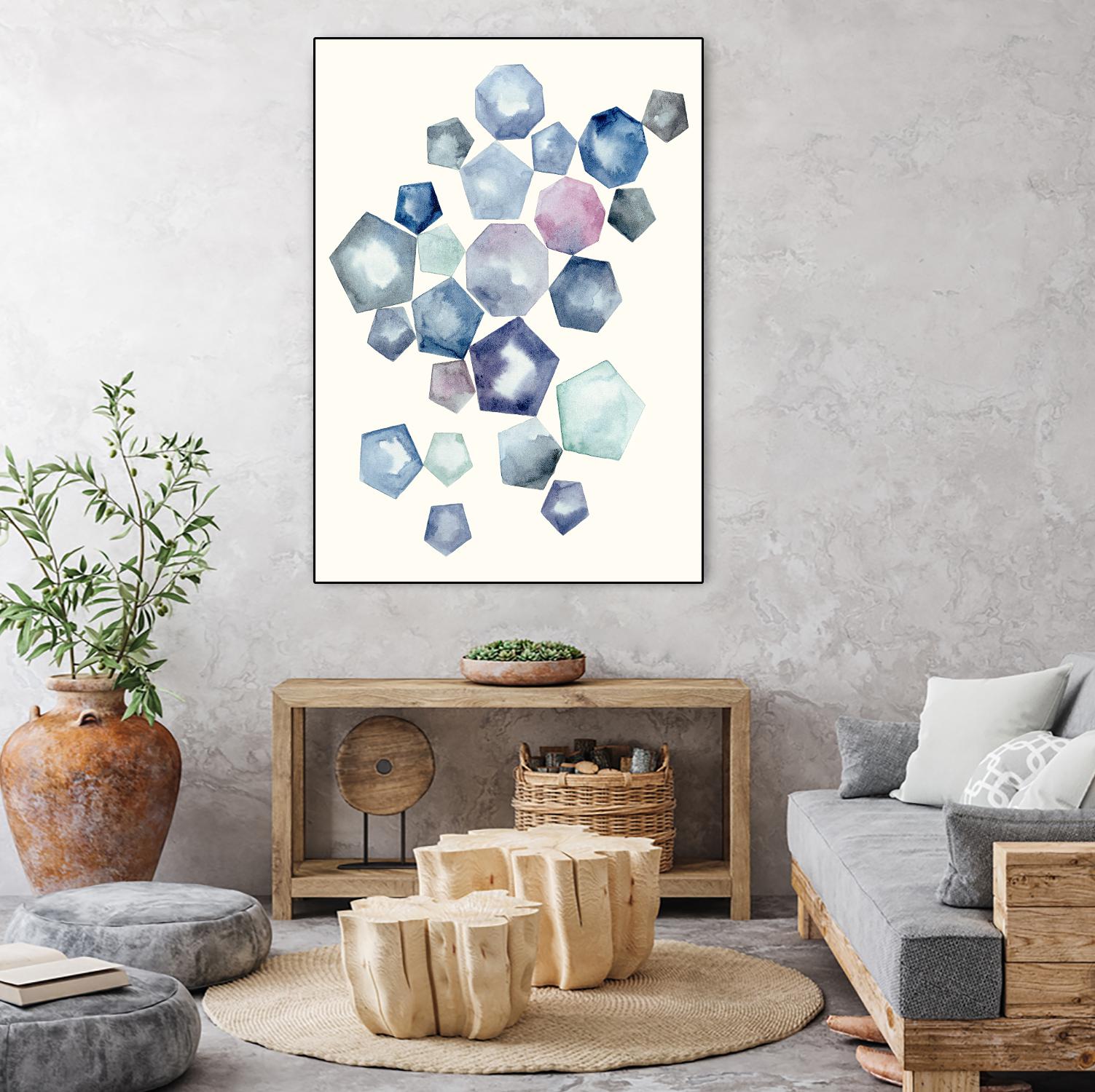 Watercolor Hexagons A by Natasha Marie on GIANT ART - red abstract
