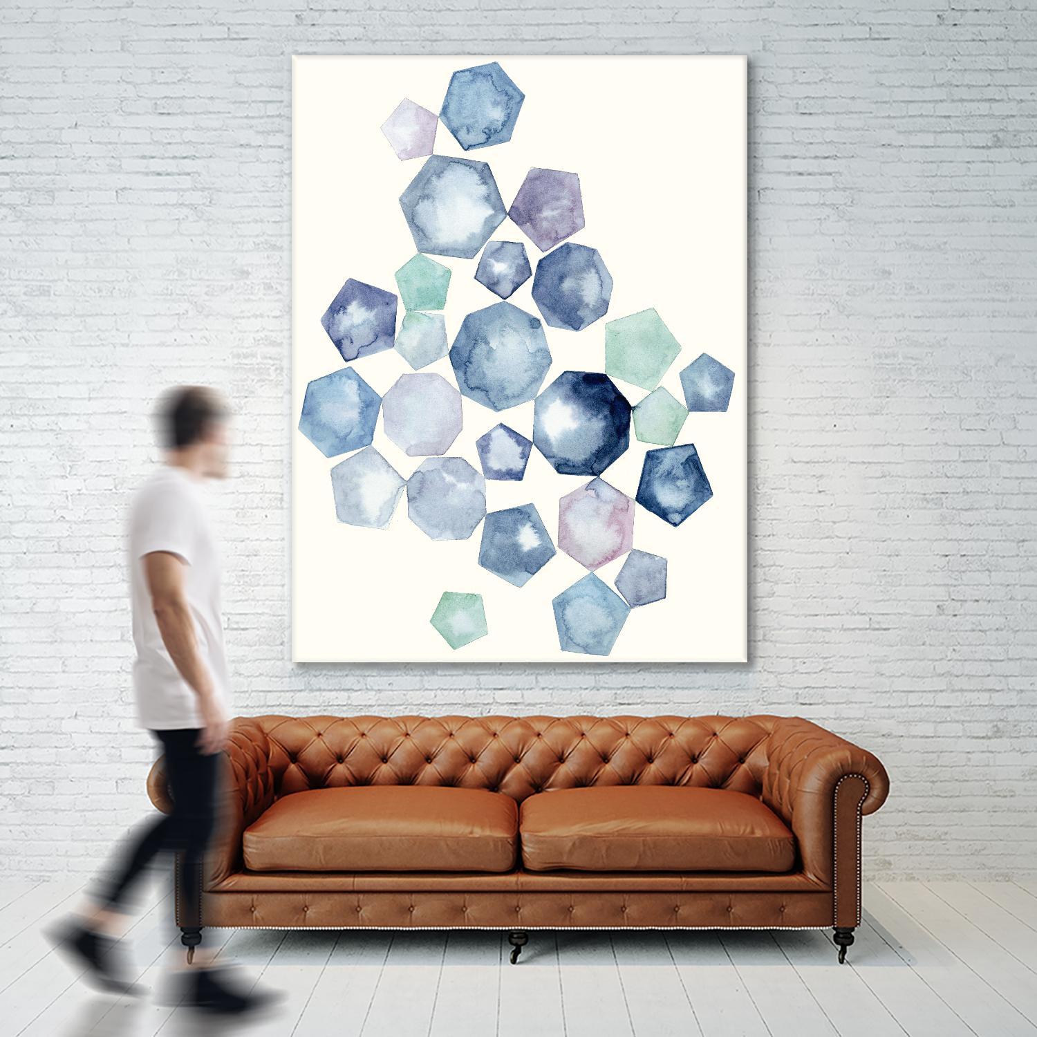 Watercolor Hexagons B by Natasha Marie on GIANT ART - red abstract