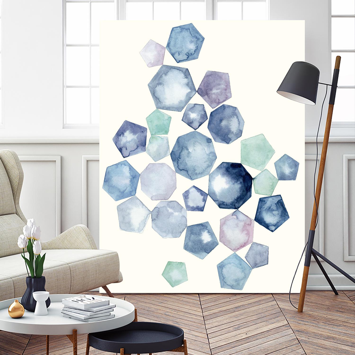Watercolor Hexagons B by Natasha Marie on GIANT ART - red abstract