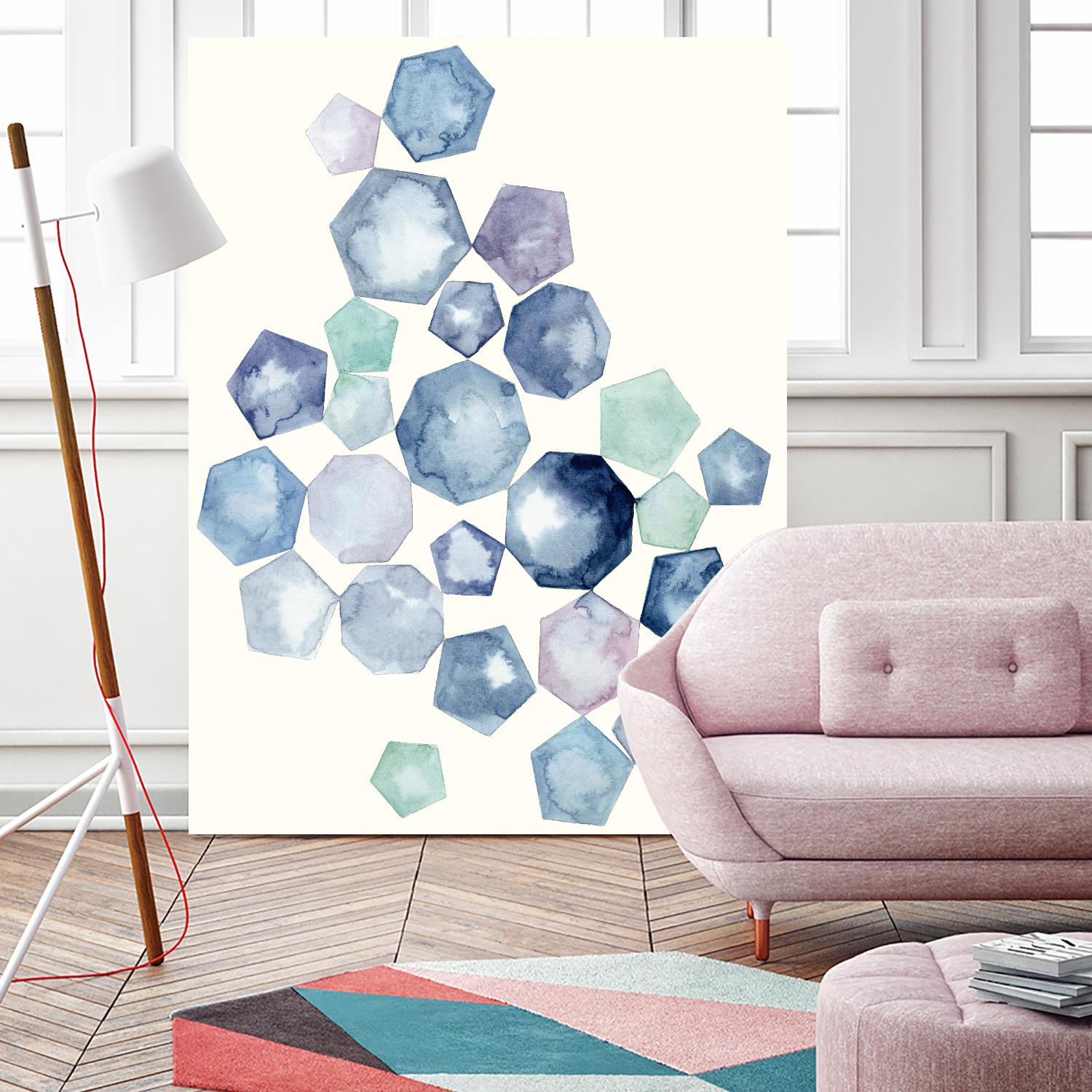 Watercolor Hexagons B by Natasha Marie on GIANT ART - red abstract