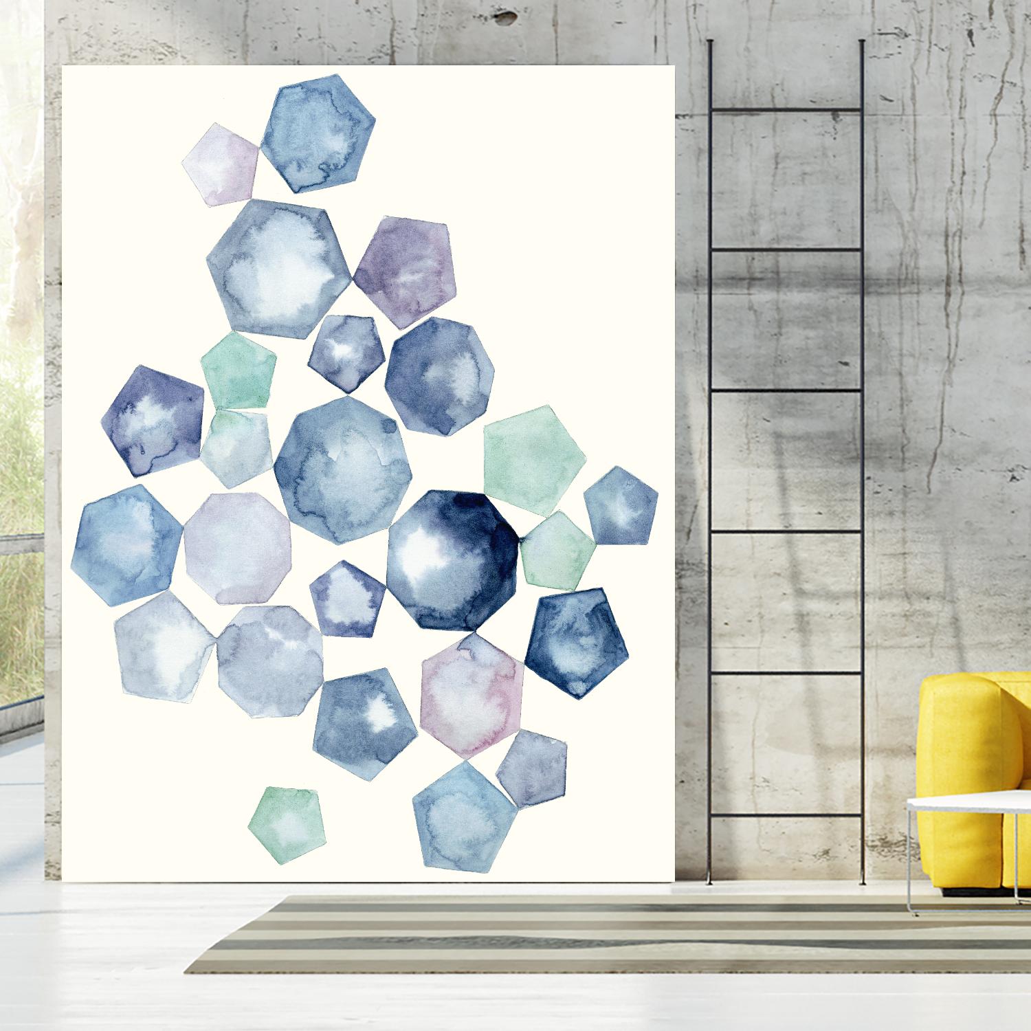 Watercolor Hexagons B by Natasha Marie on GIANT ART - red abstract