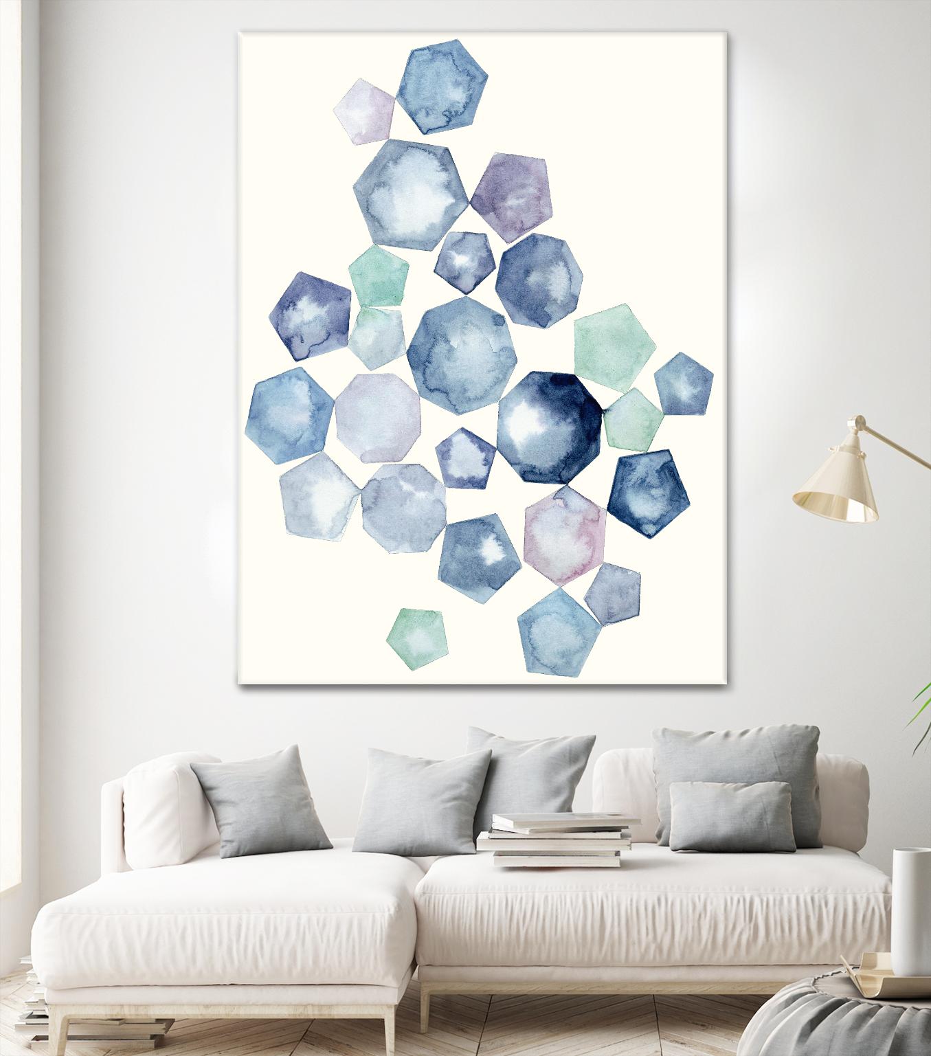 Watercolor Hexagons B by Natasha Marie on GIANT ART - red abstract