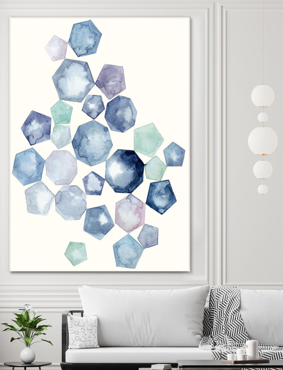 Watercolor Hexagons B by Natasha Marie on GIANT ART - red abstract