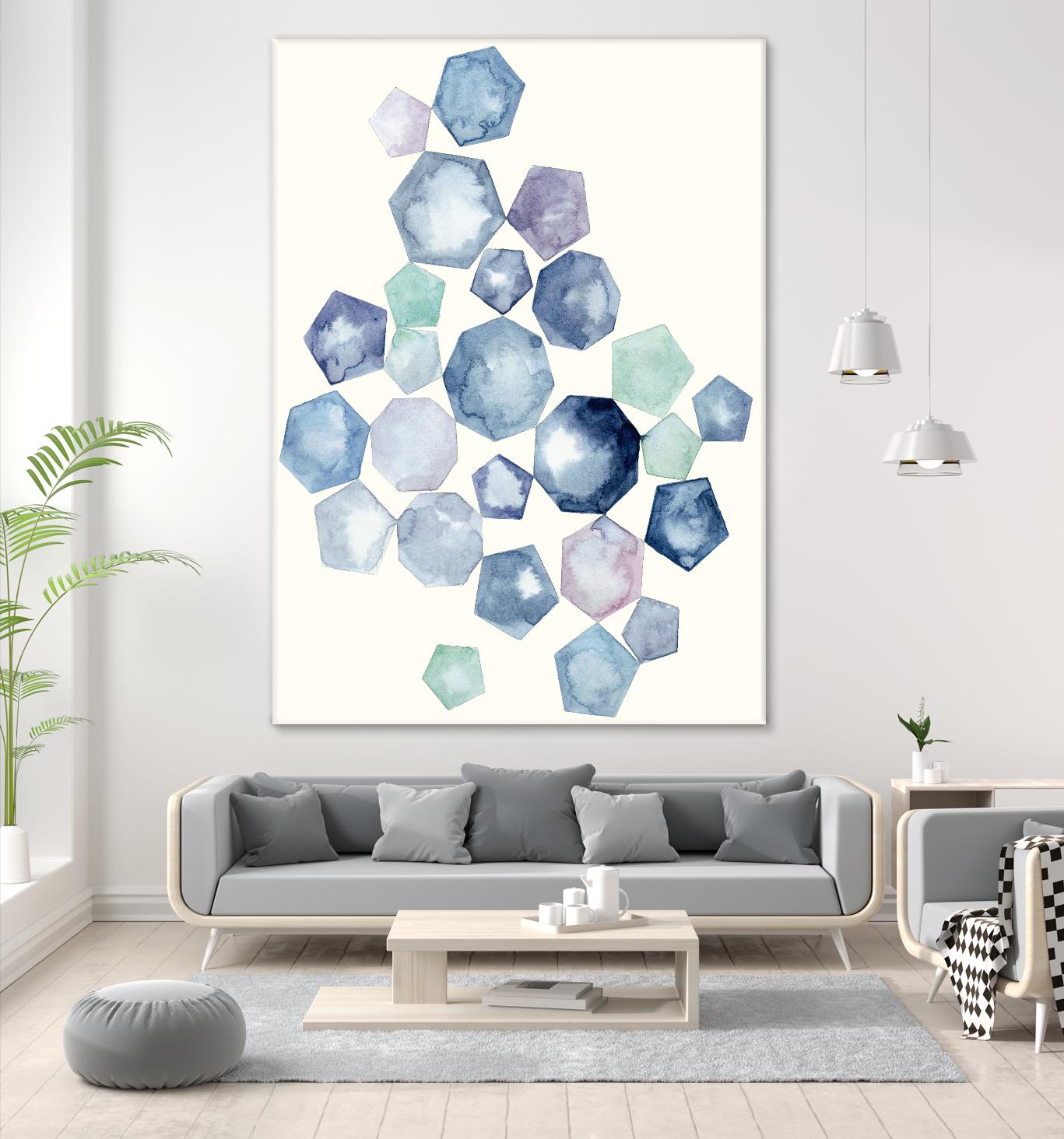 Watercolor Hexagons B by Natasha Marie on GIANT ART - red abstract