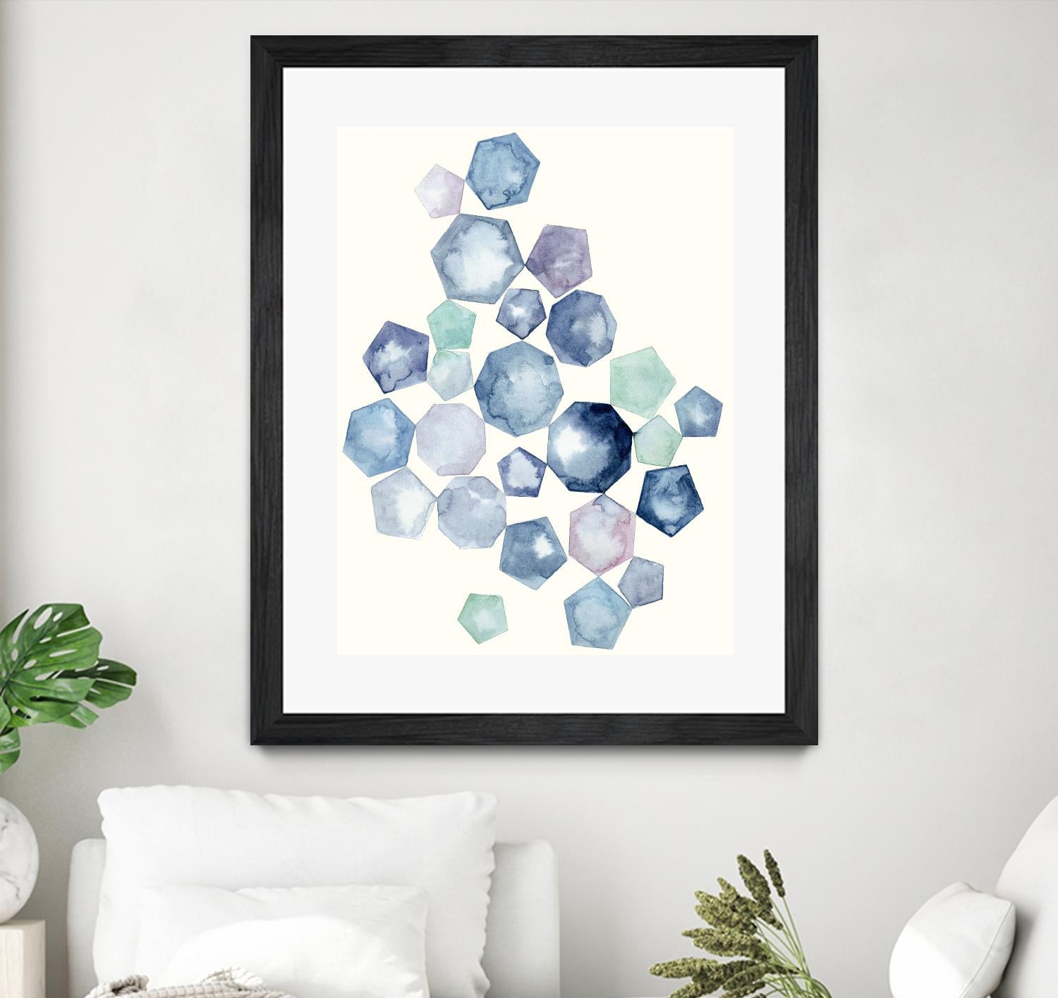Watercolor Hexagons B by Natasha Marie on GIANT ART - red abstract