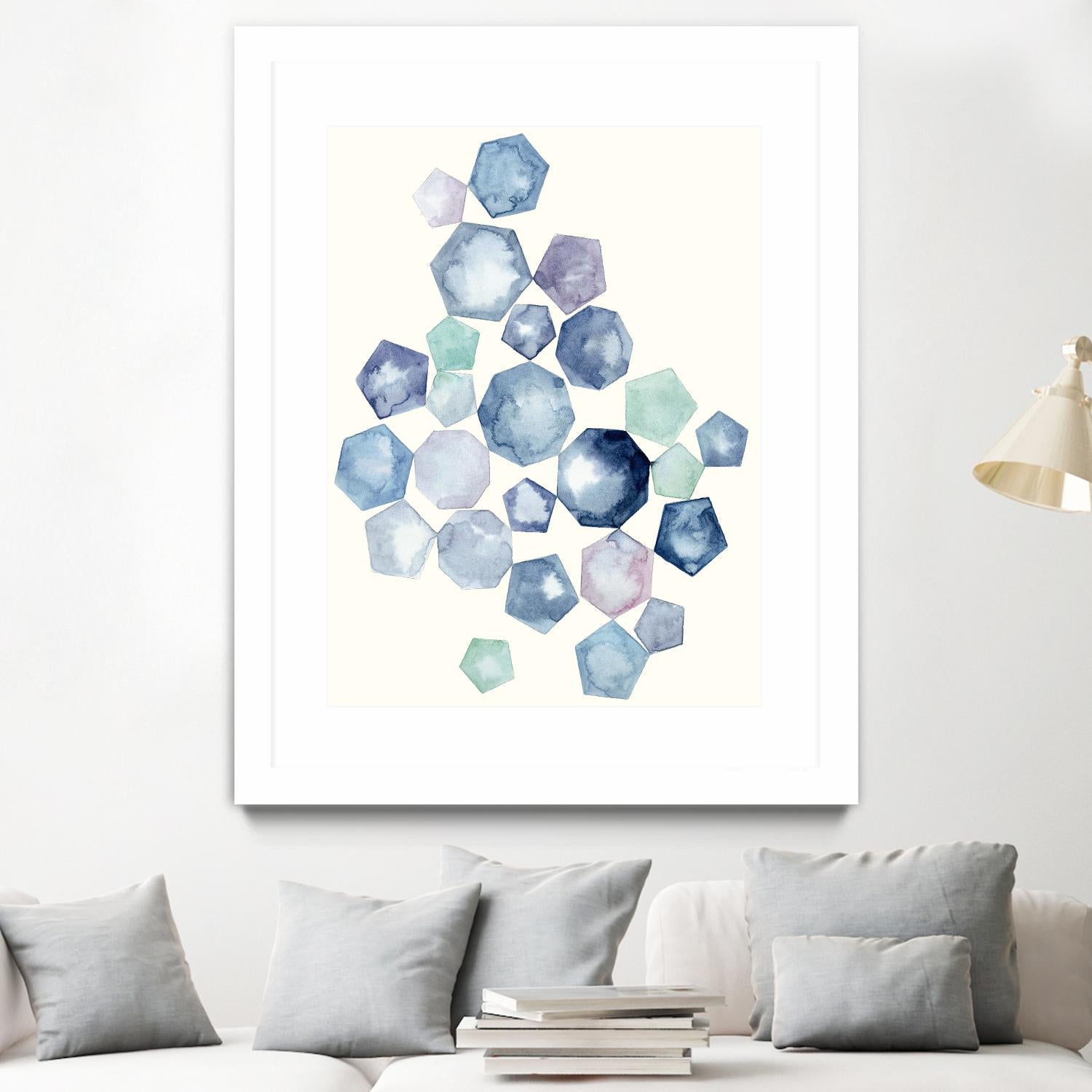 Watercolor Hexagons B by Natasha Marie on GIANT ART - red abstract