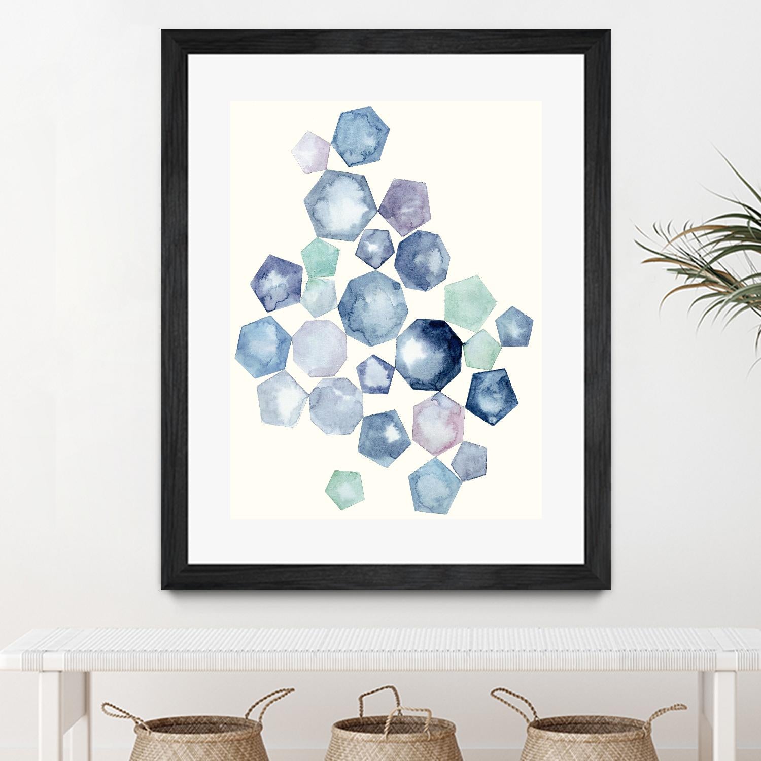Watercolor Hexagons B by Natasha Marie on GIANT ART - red abstract