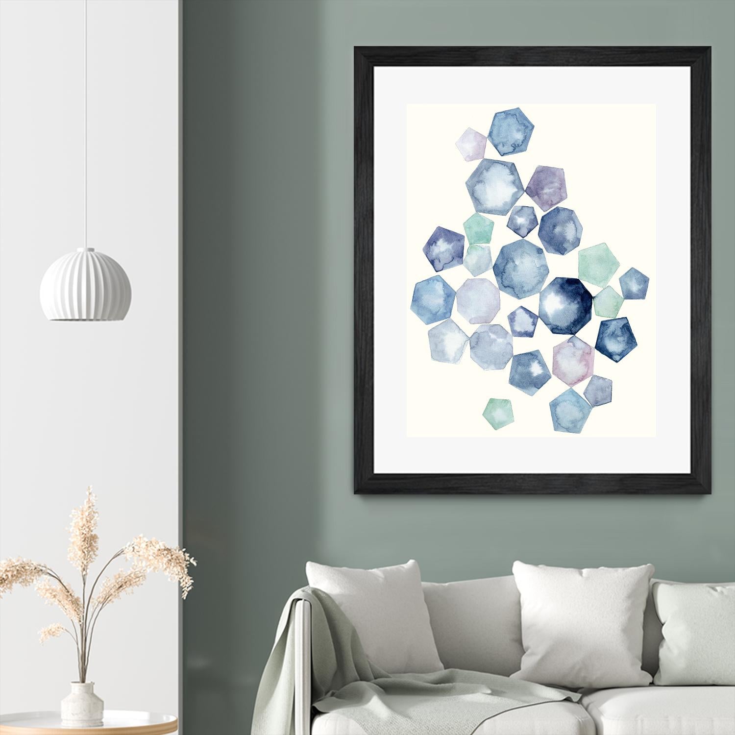 Watercolor Hexagons B by Natasha Marie on GIANT ART - red abstract