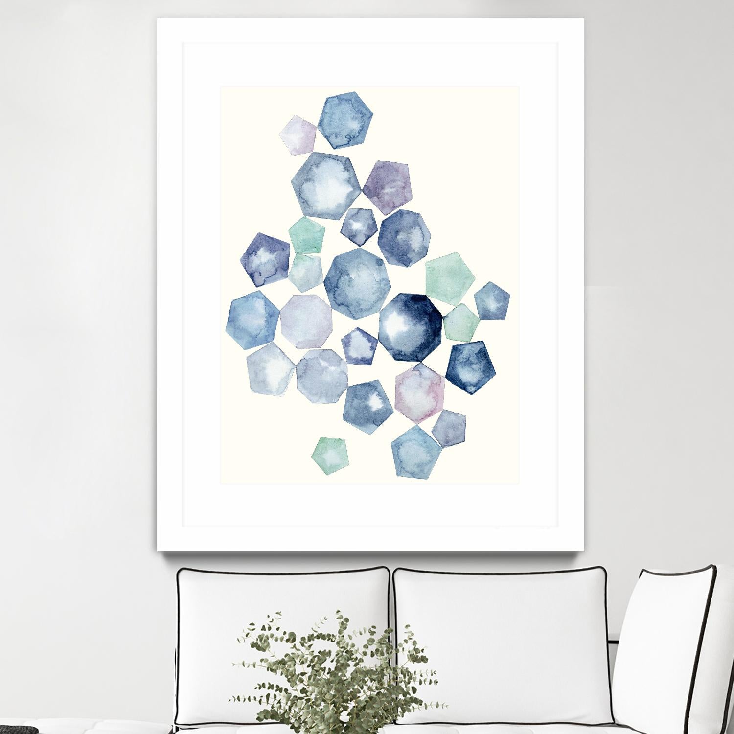 Watercolor Hexagons B by Natasha Marie on GIANT ART - red abstract