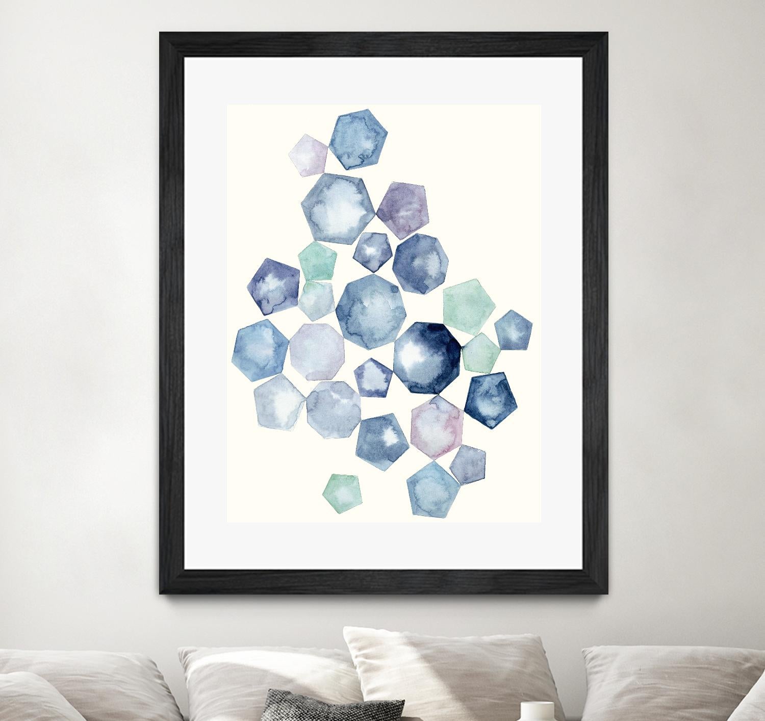 Watercolor Hexagons B by Natasha Marie on GIANT ART - red abstract