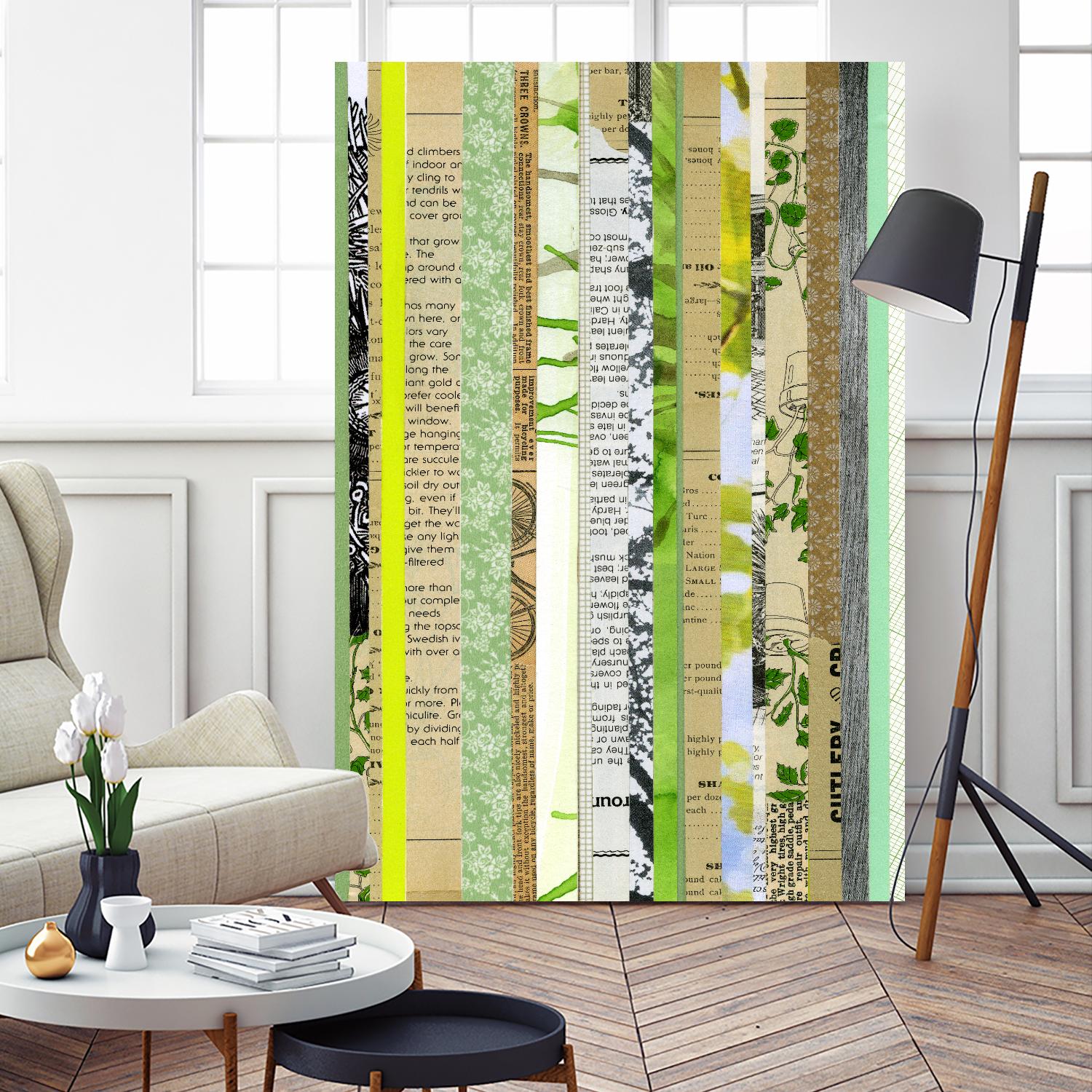 Paper Strip Collage C by Natasha Marie on GIANT ART - green abstract