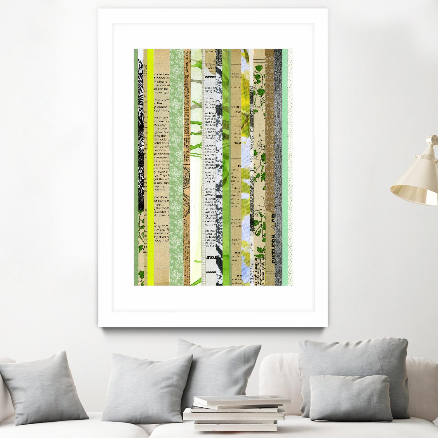 Paper Strip Collage C by Natasha Marie on GIANT ART - green abstract